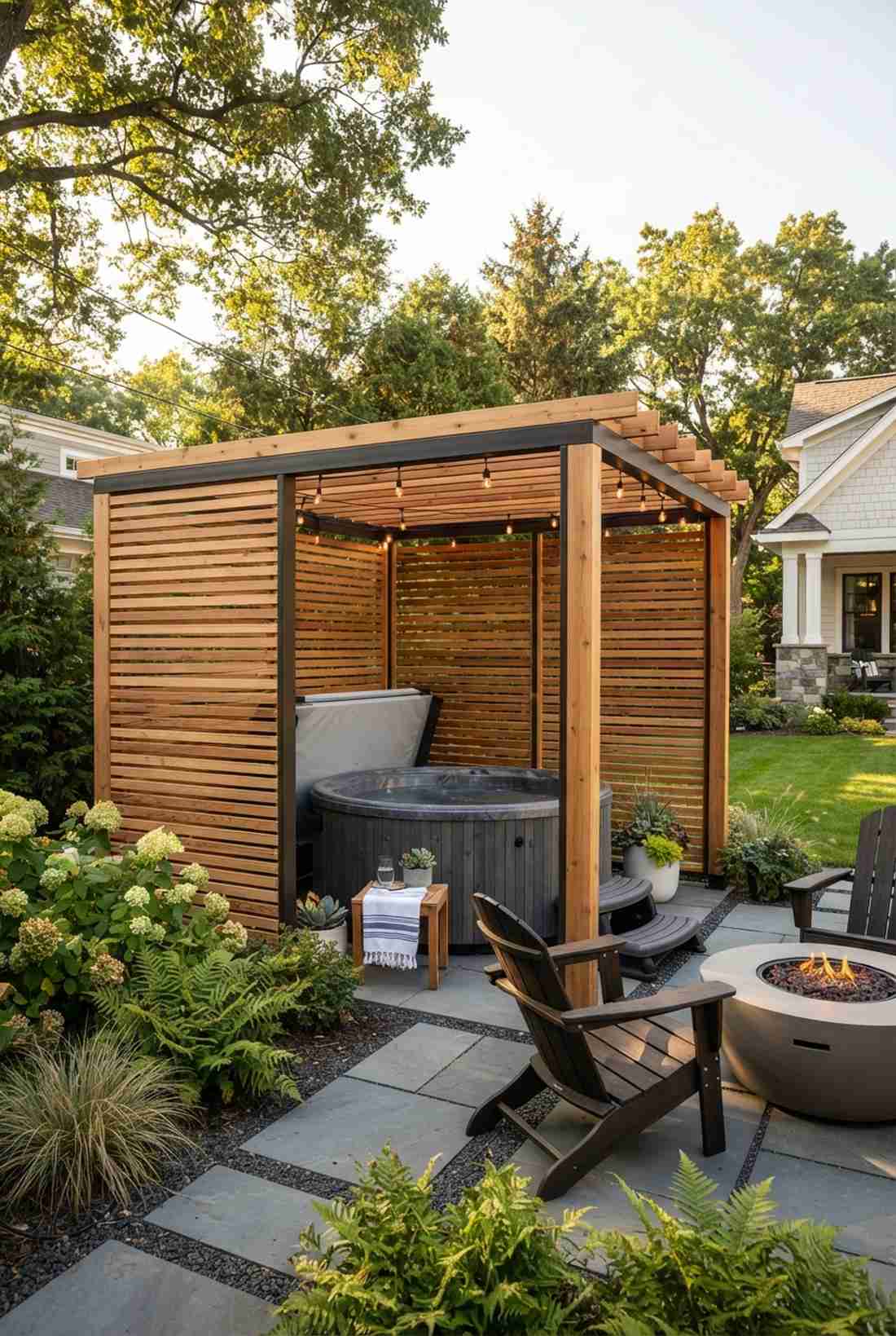 pergola with privacy screen walls