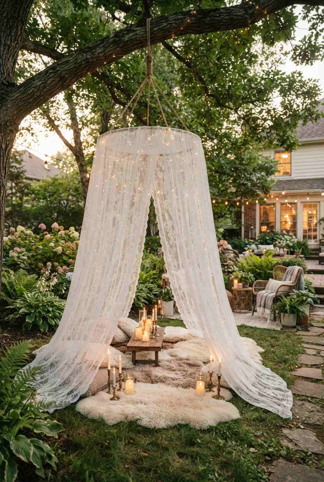 romantic lace tent lounge