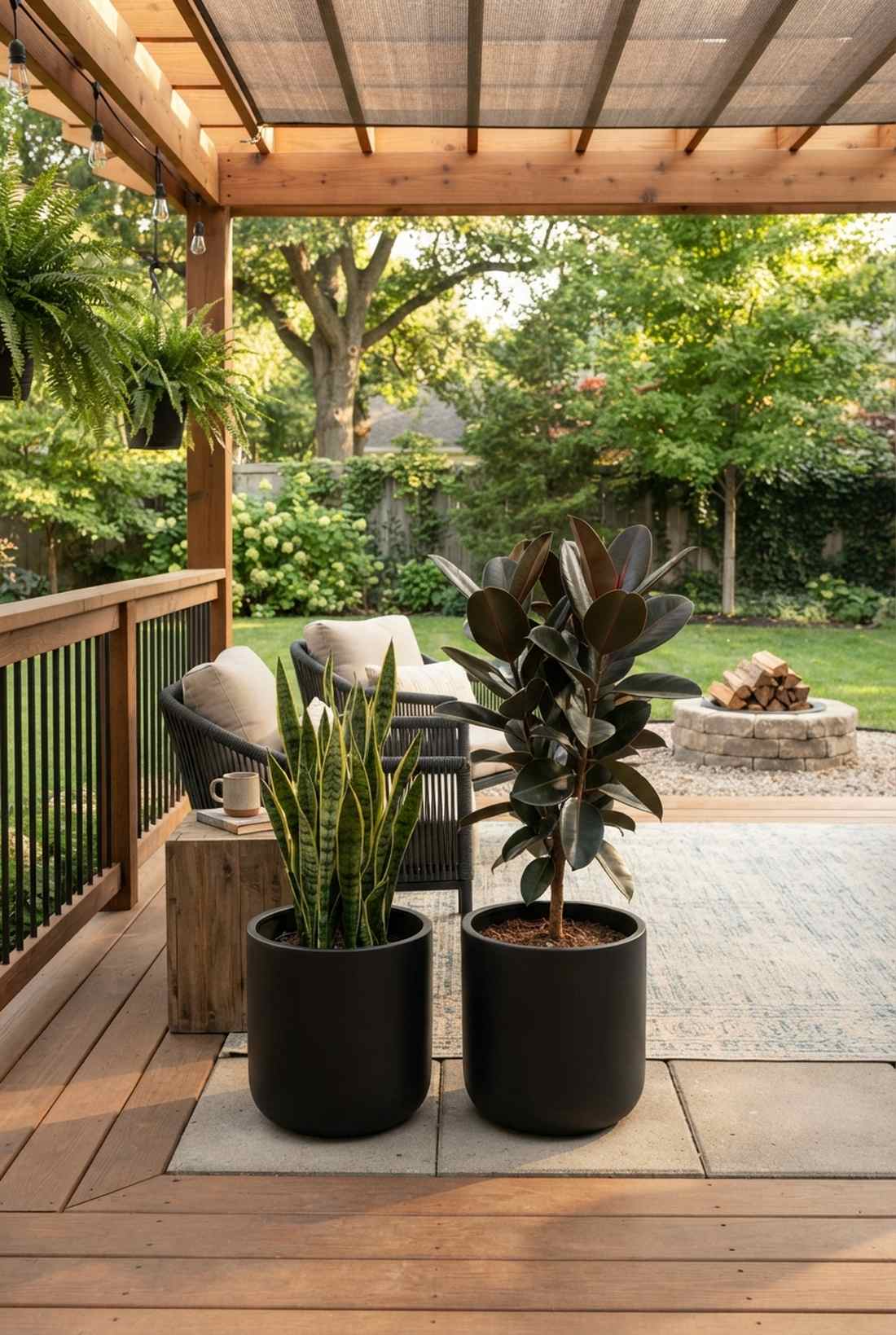 rubber tree and snake plant duo