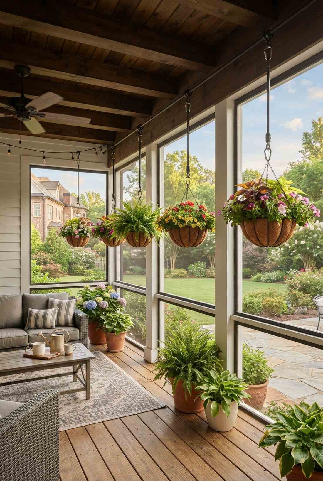 screened porch double duty hangers