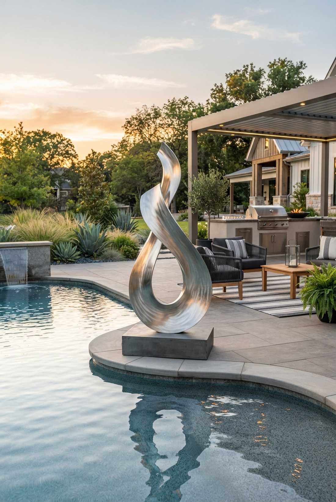 stainless steel wave sculpture