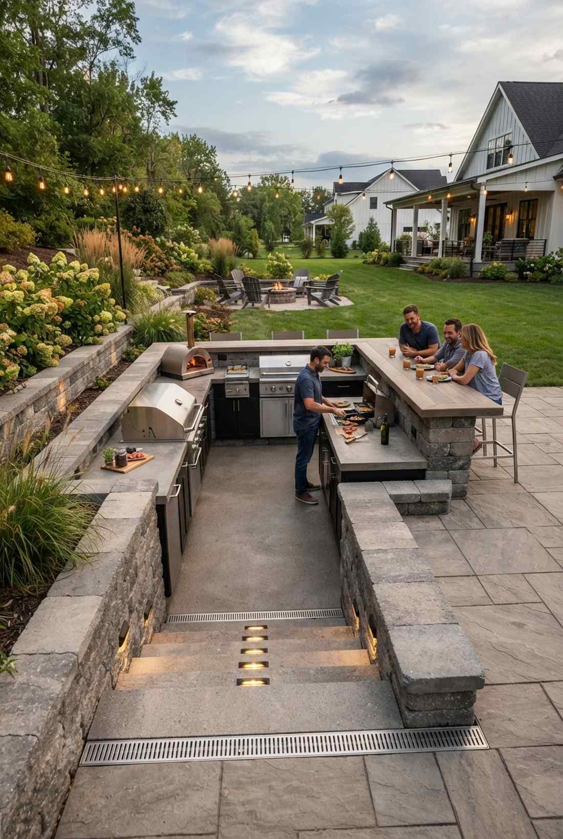 sunken u kitchen with raised bar
