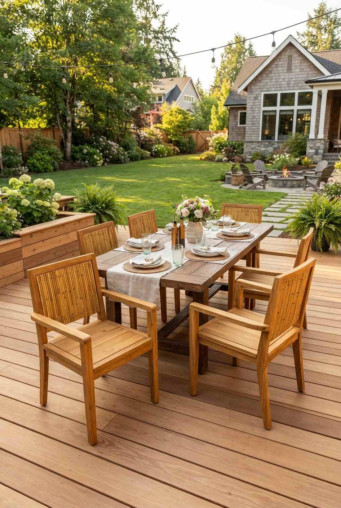 teak and bamboo hybrid chairs