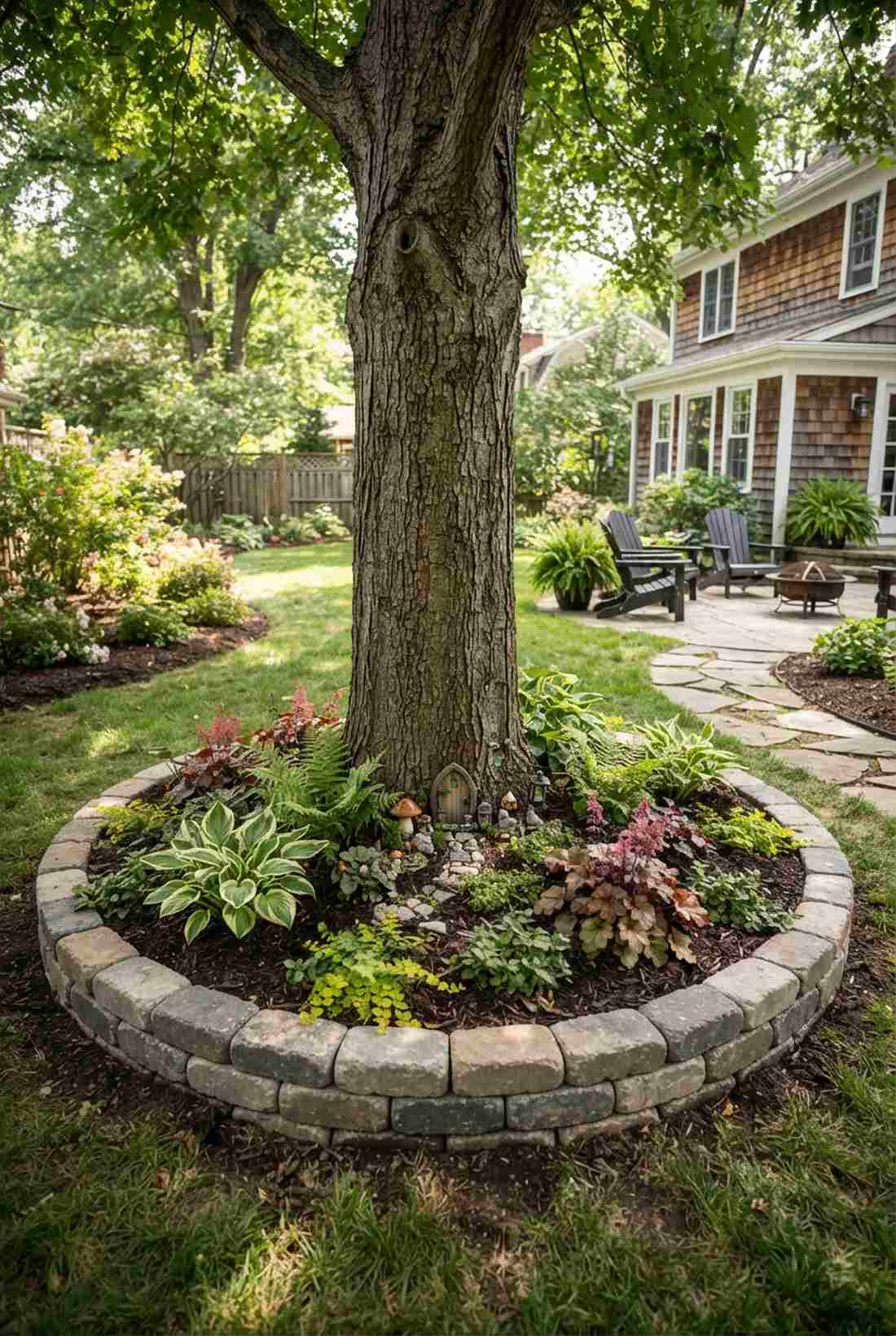 tree base raised flower circle