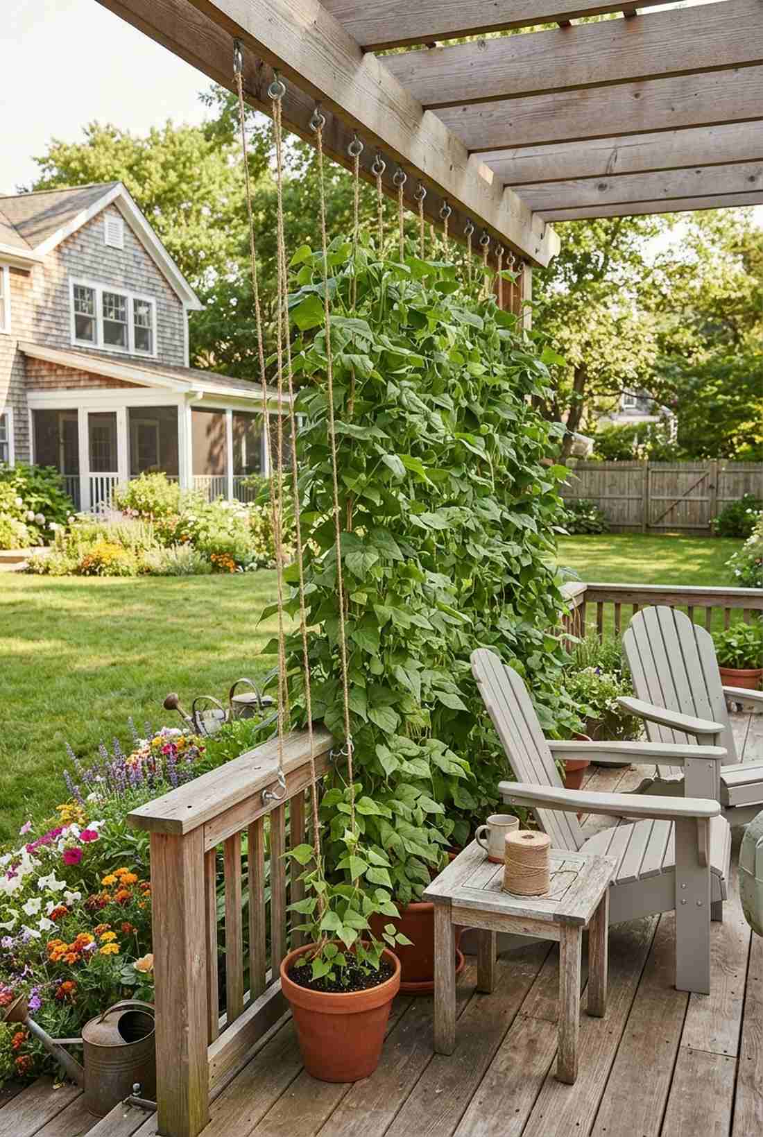 vertical bean and pea trellises