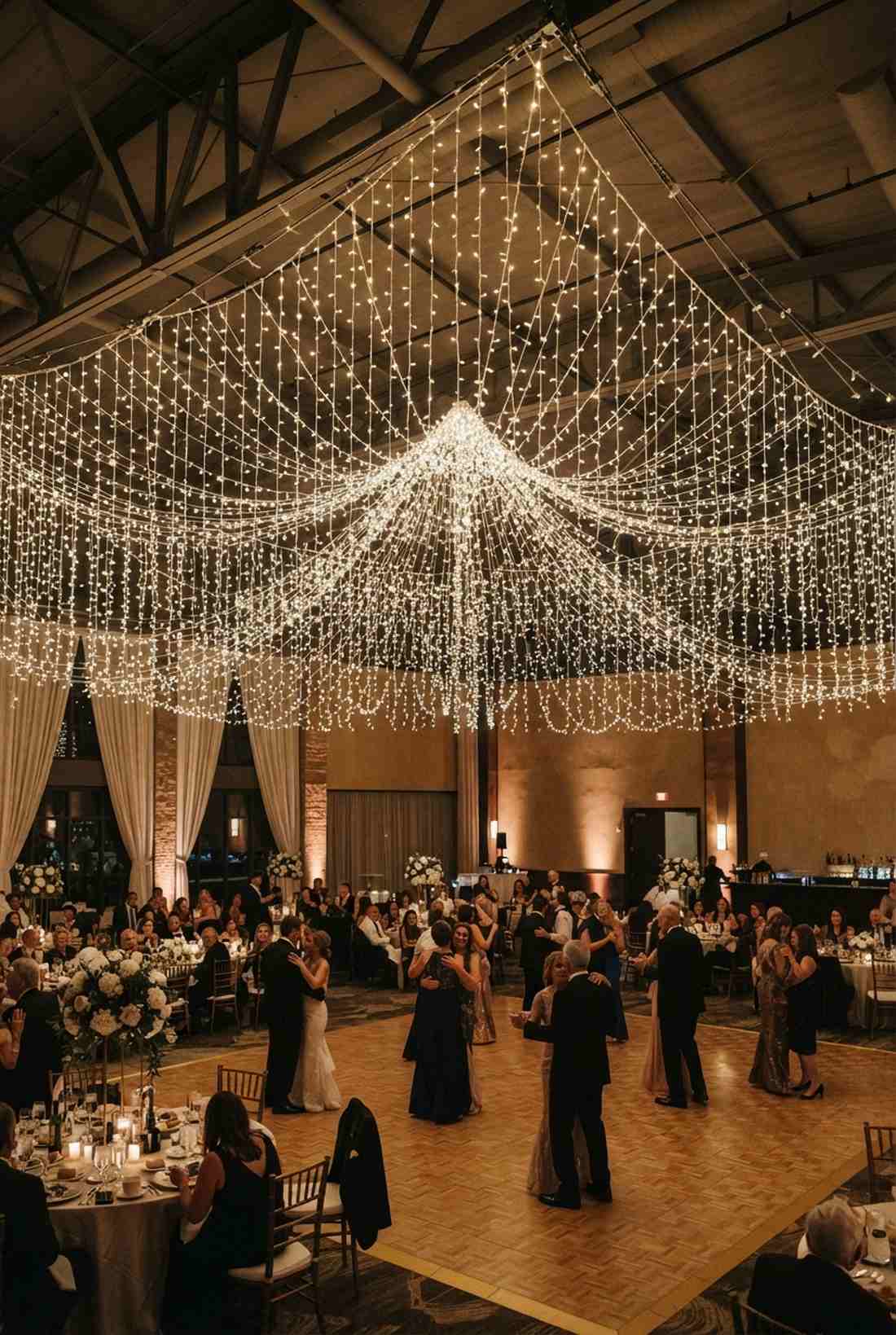 cascading fairy light ceiling canopy