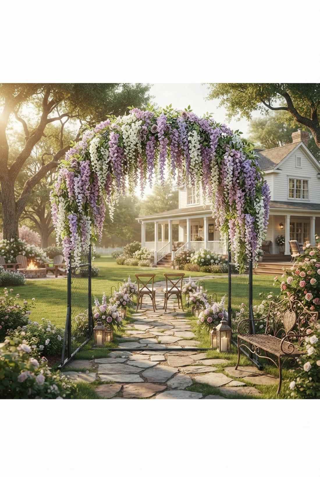 cascading wisteria ceremony arch