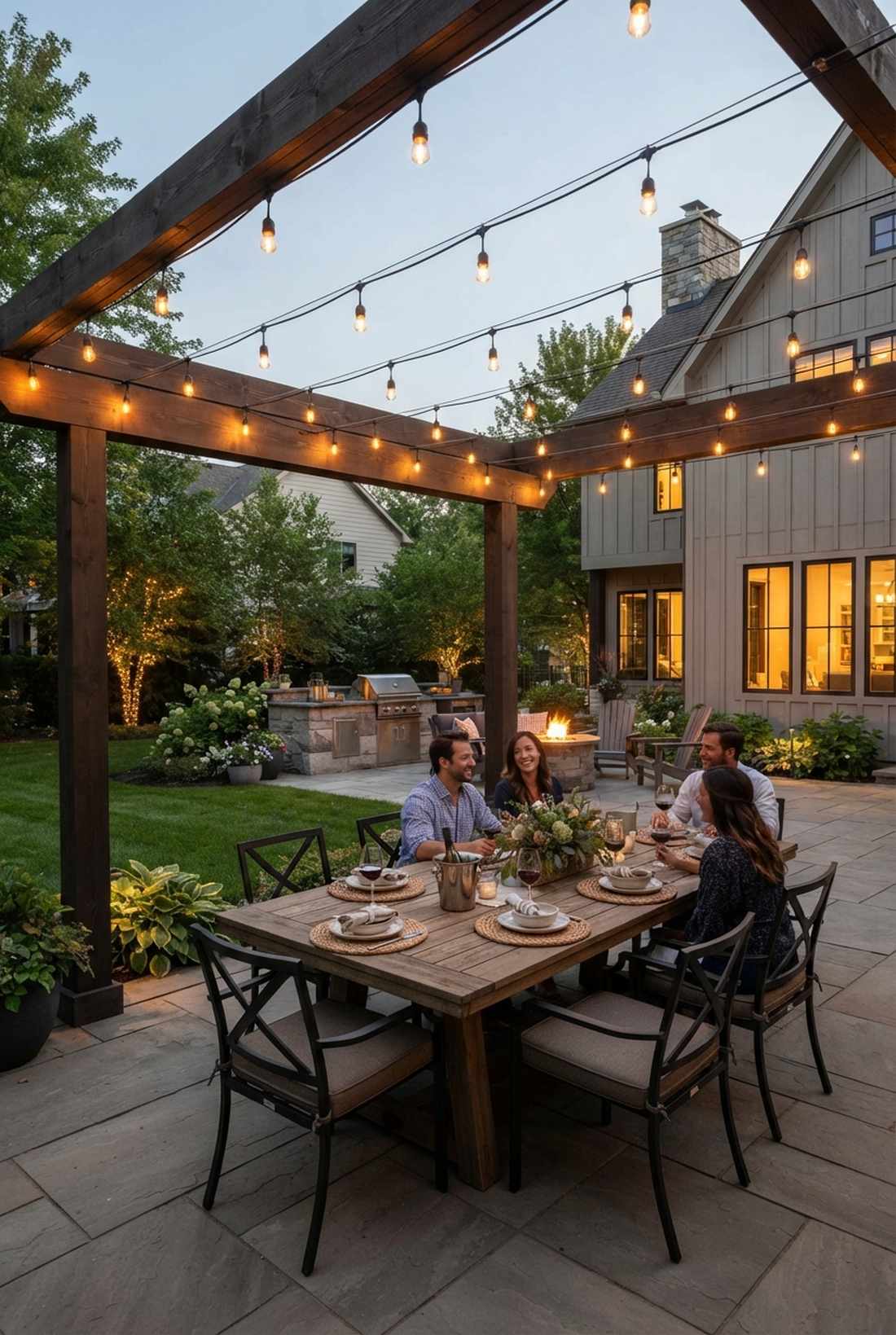 classic bistro string light grid