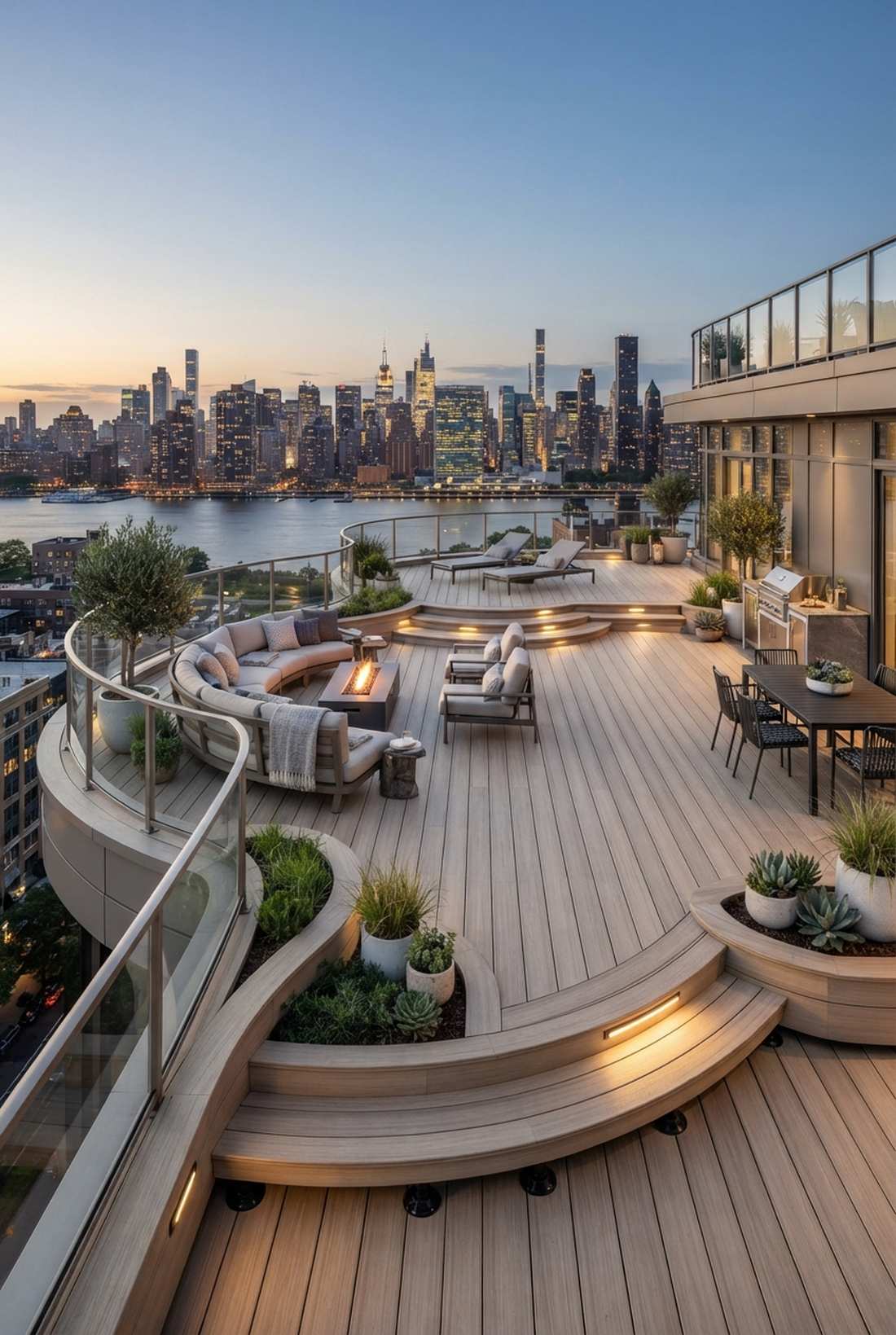curved deck platforms with skyline orientation