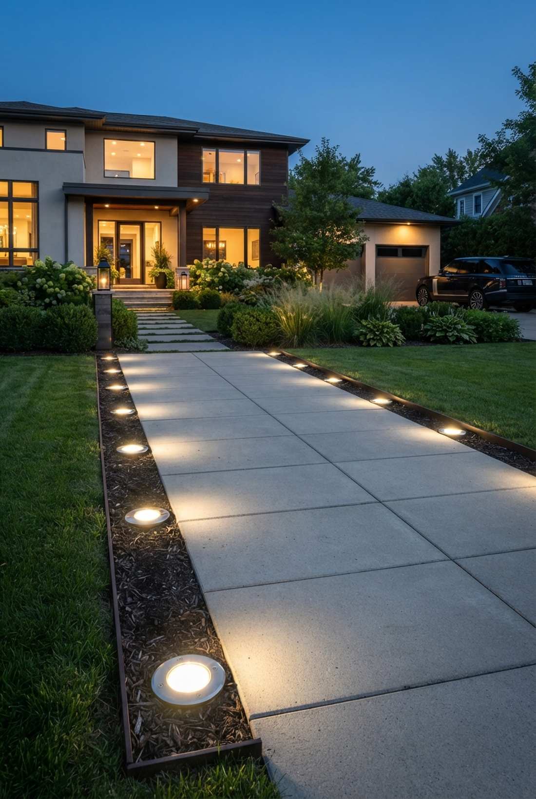 disk pathway lights with wide ground coverage