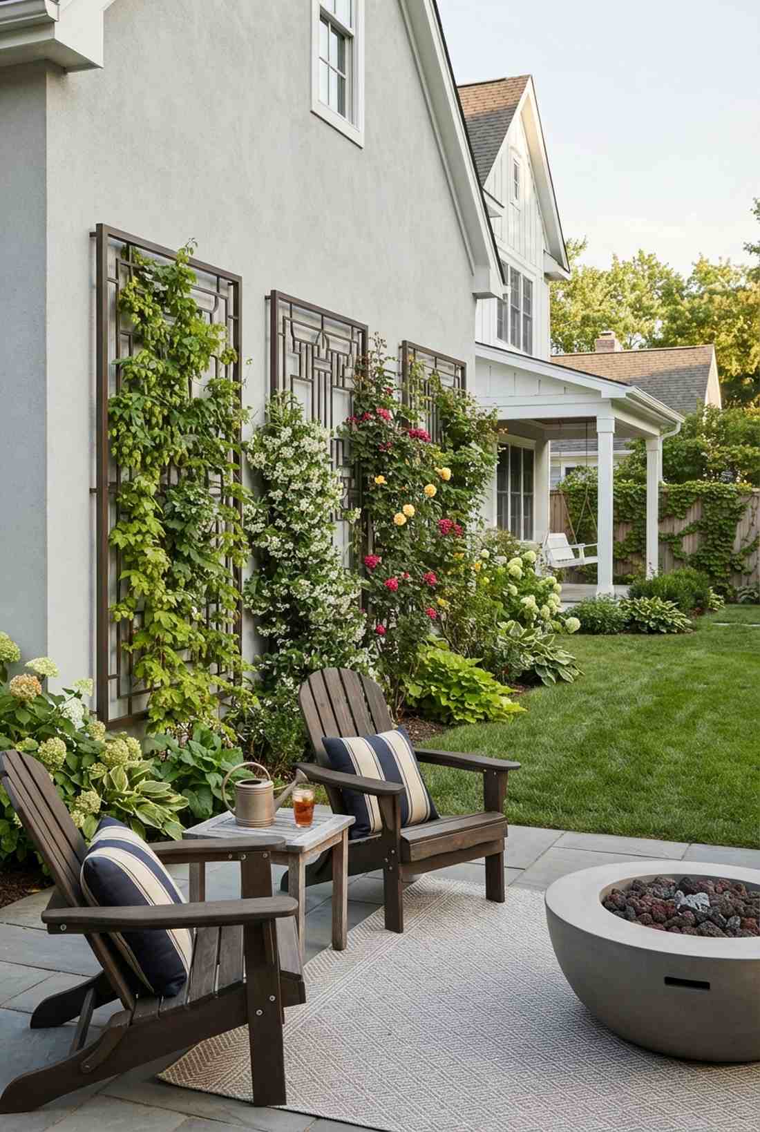 fan shaped wall trellis for roses