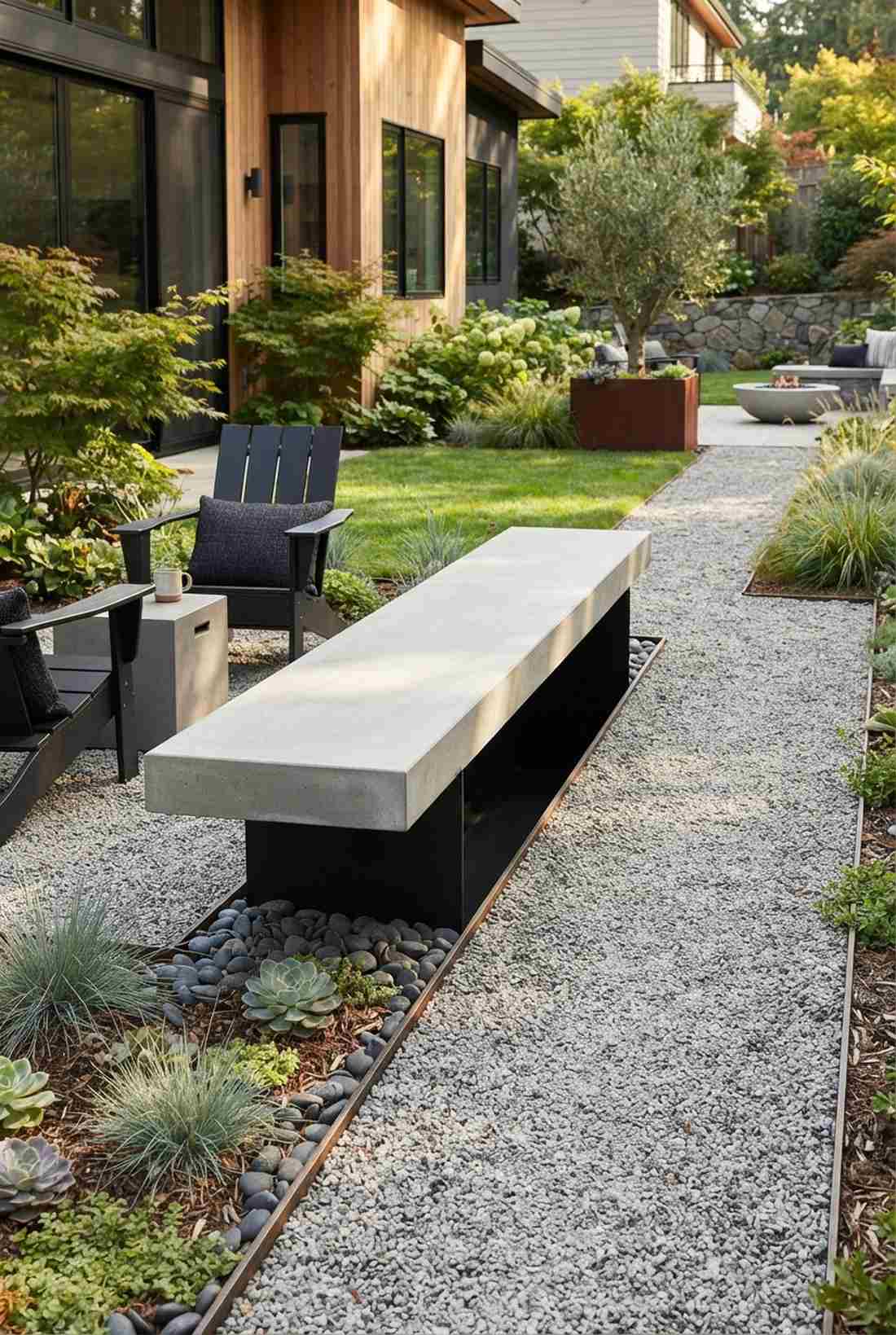 floating concrete bench slab