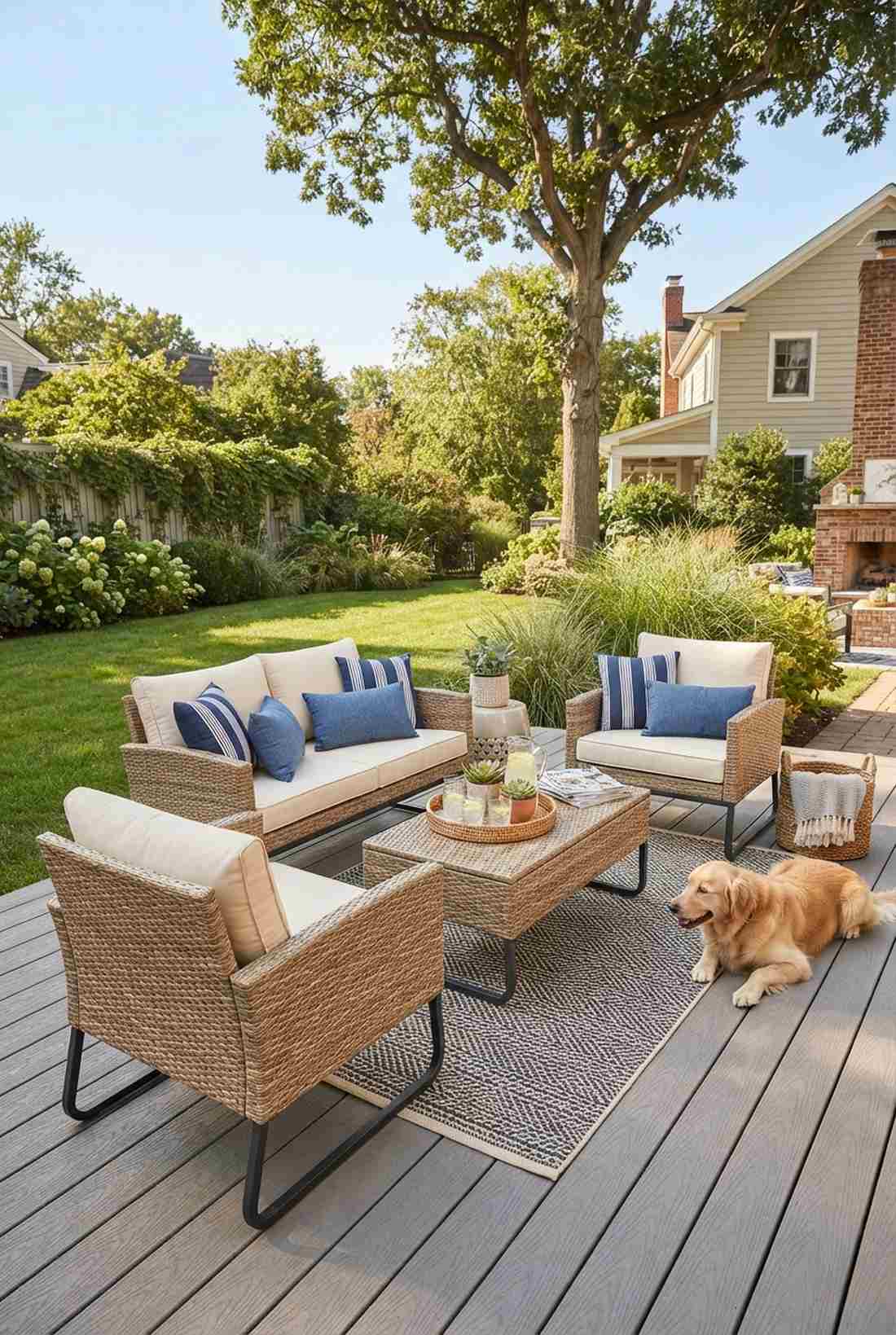 four piece conversation set with thick cushions