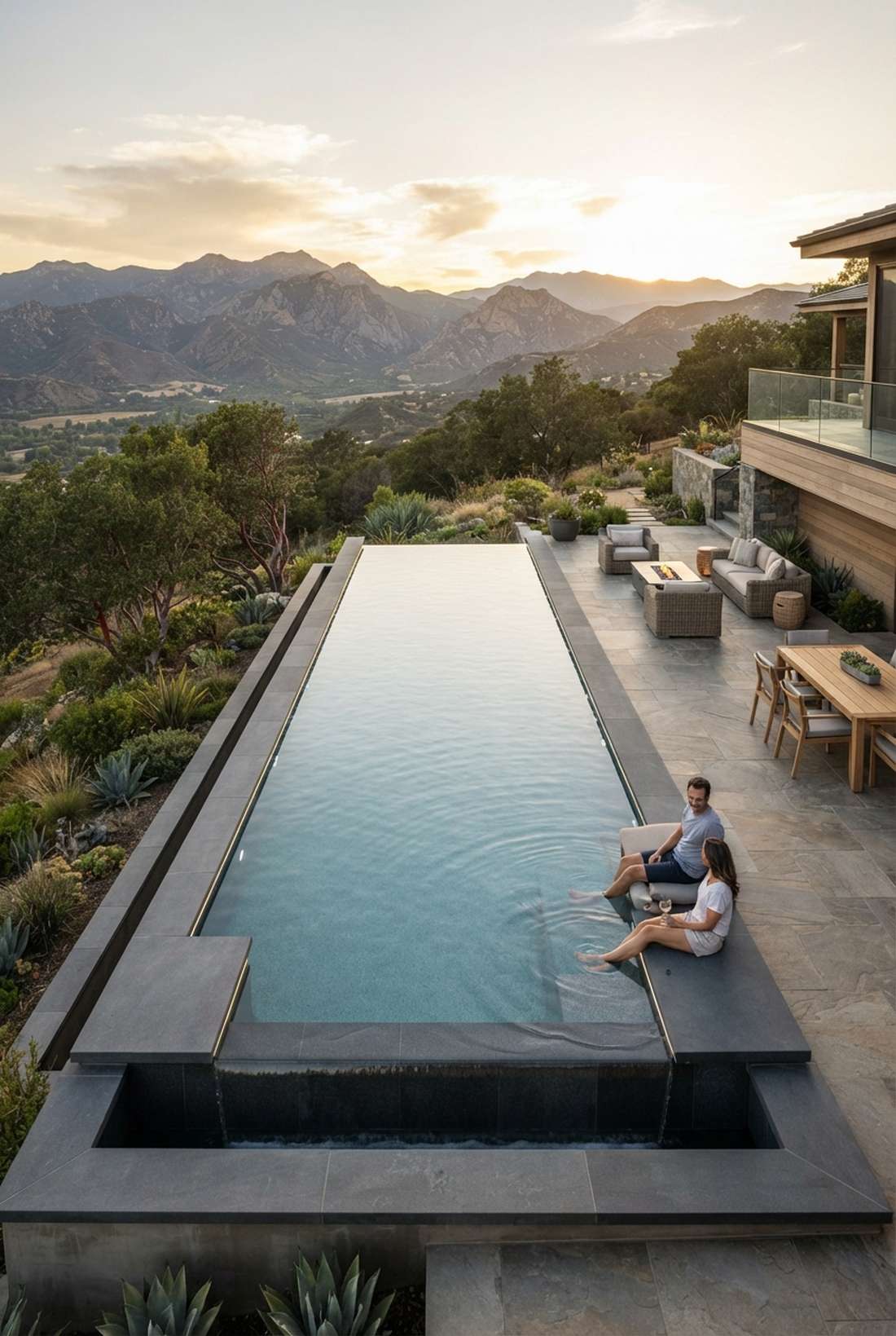 infinity edge pool with mountain views