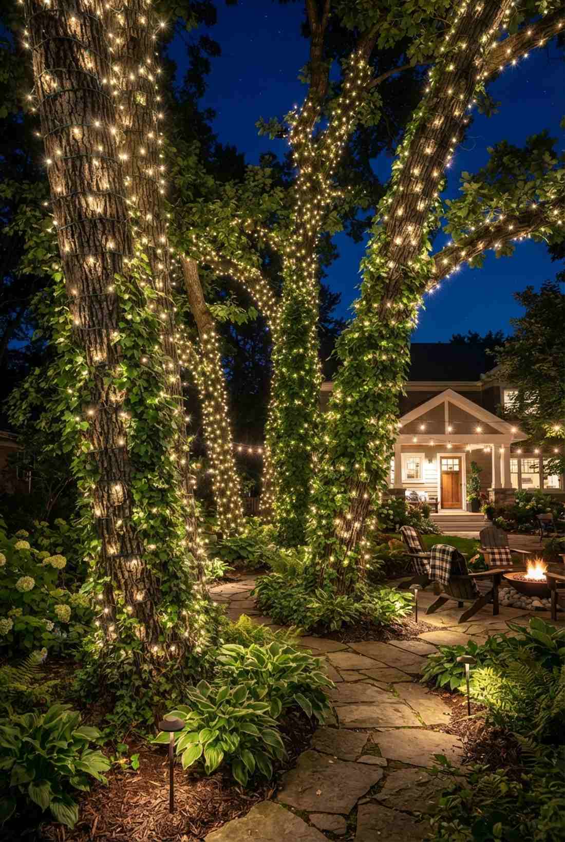 ivy wrapped tree trunks