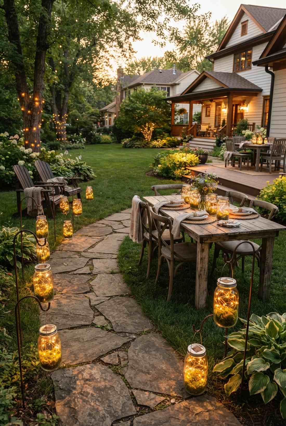 mason jar lanterns with vintage bulbs
