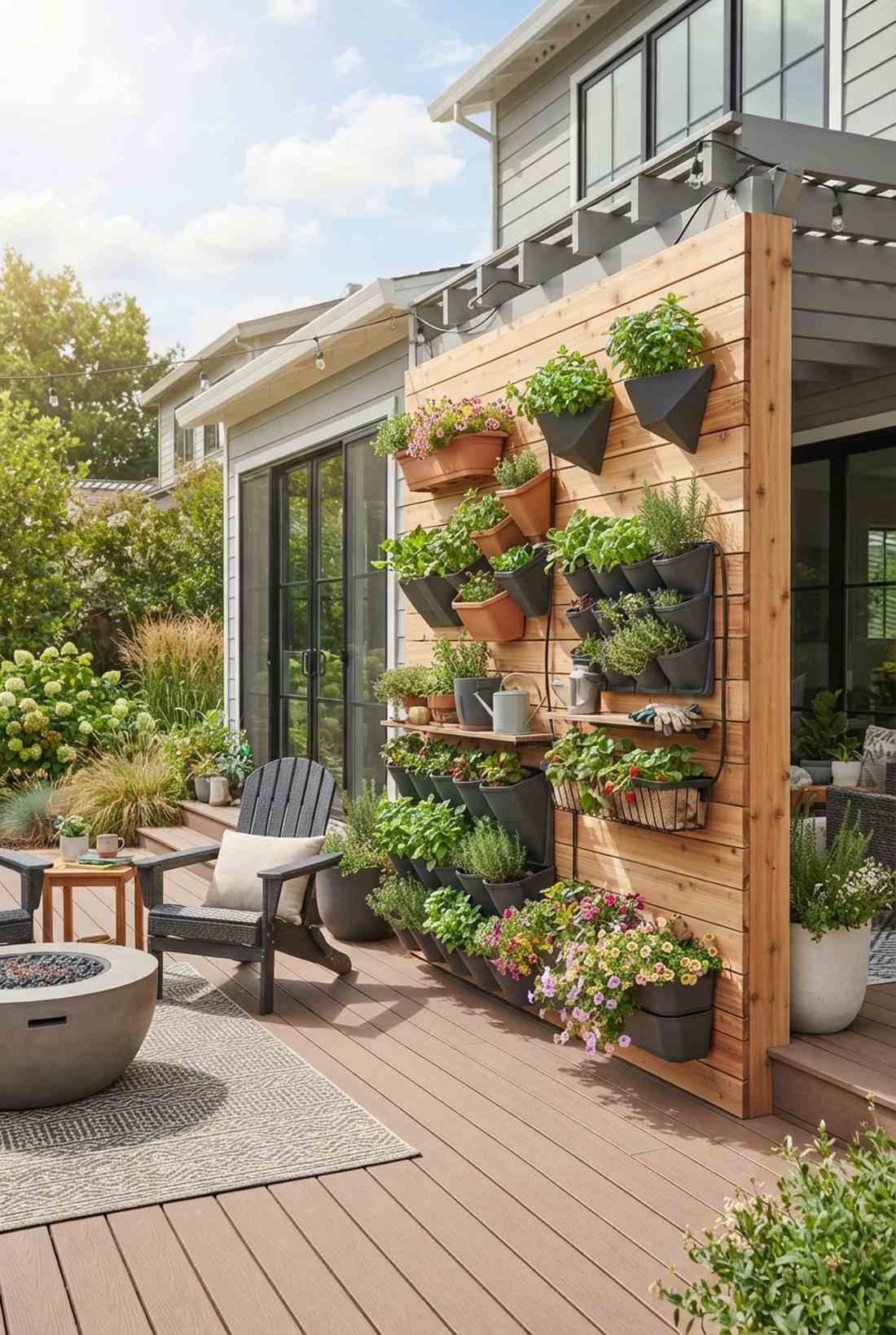 multi pocket felt hanging planters