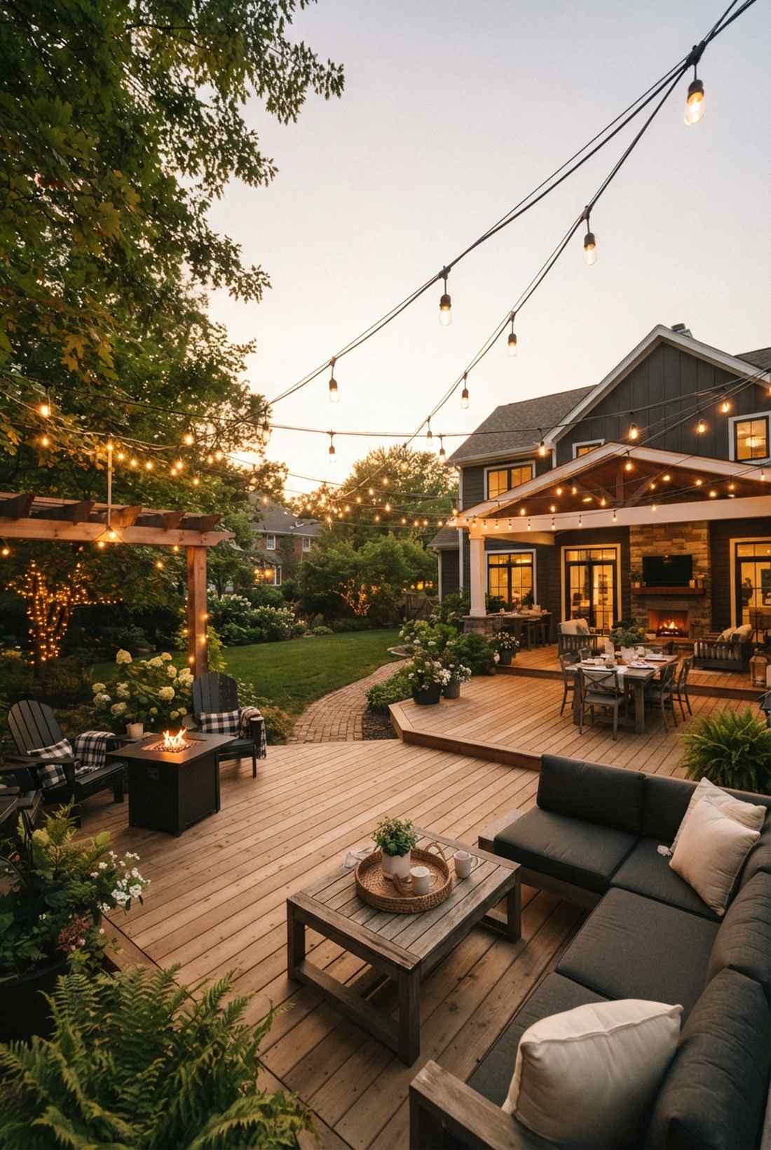 outdoor string lights overhead canopy