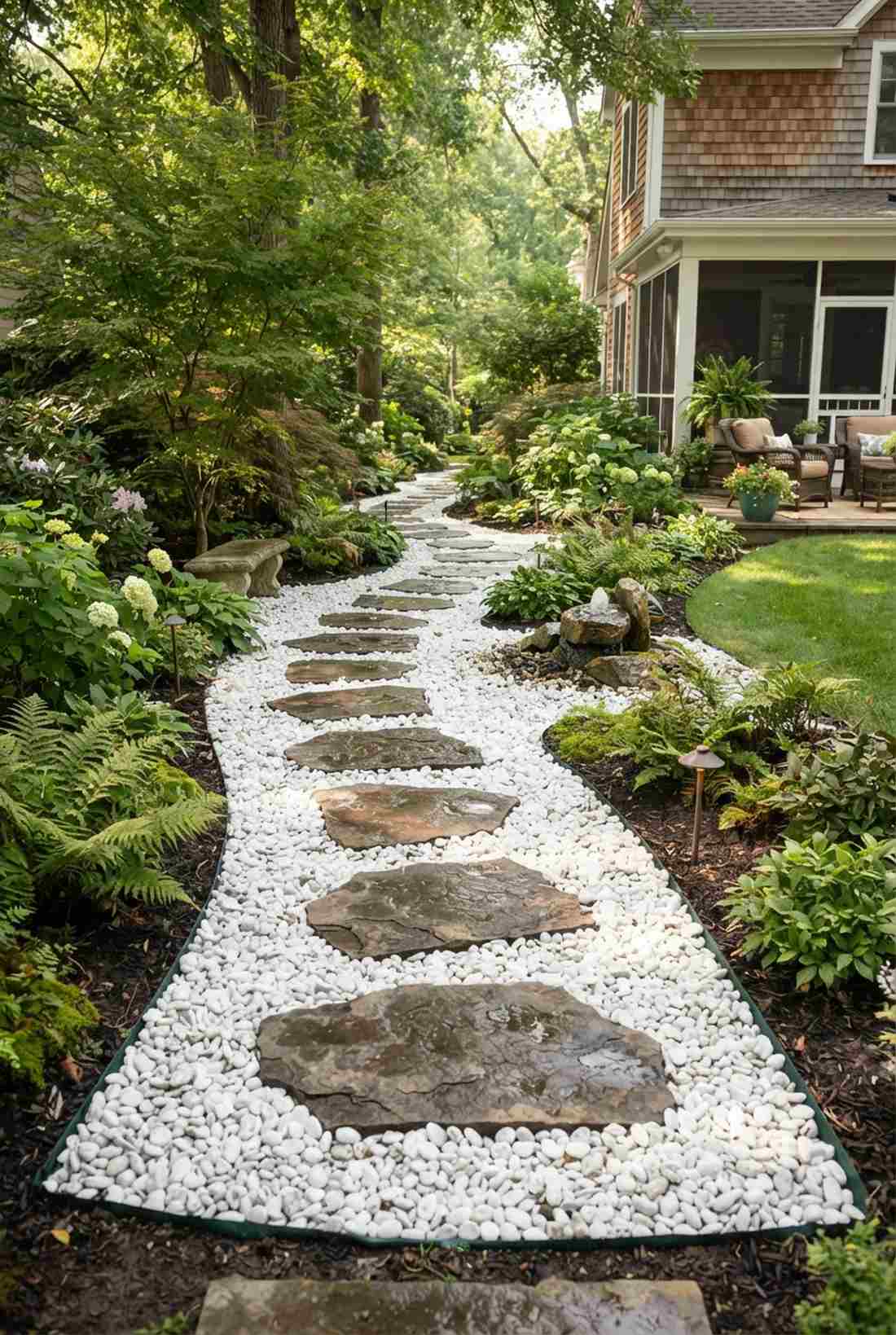 pennsylvania fieldstone with white river rock
