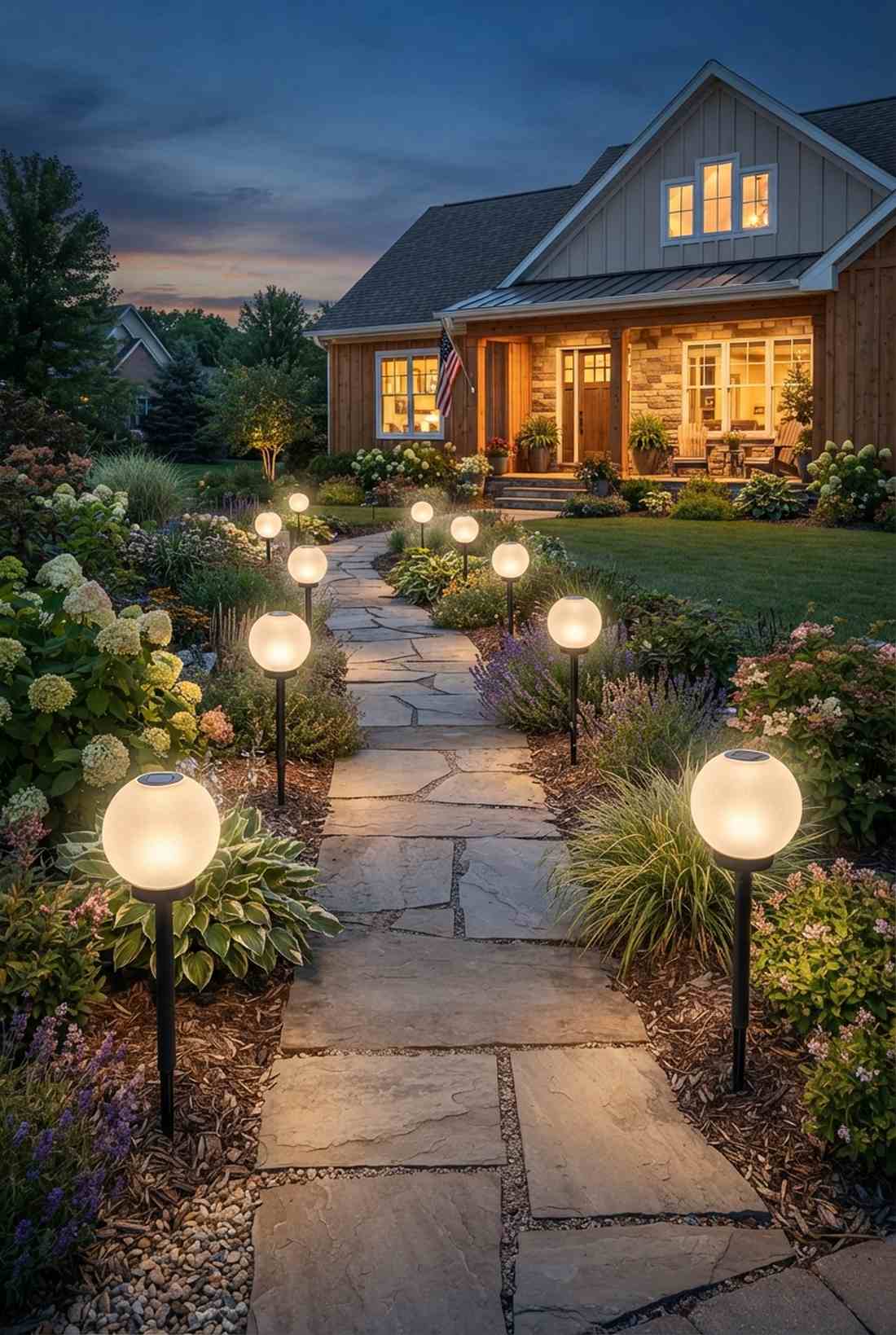 stake mounted solar globes with ground spikes