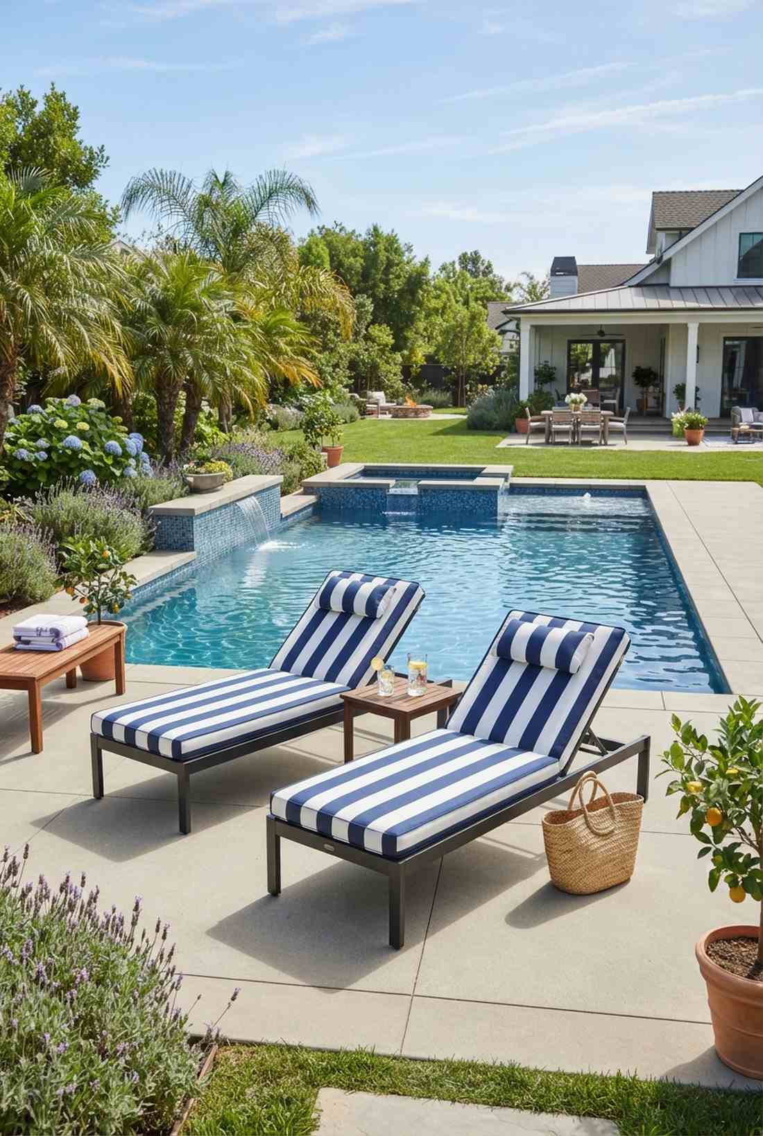 striped cushion loungers