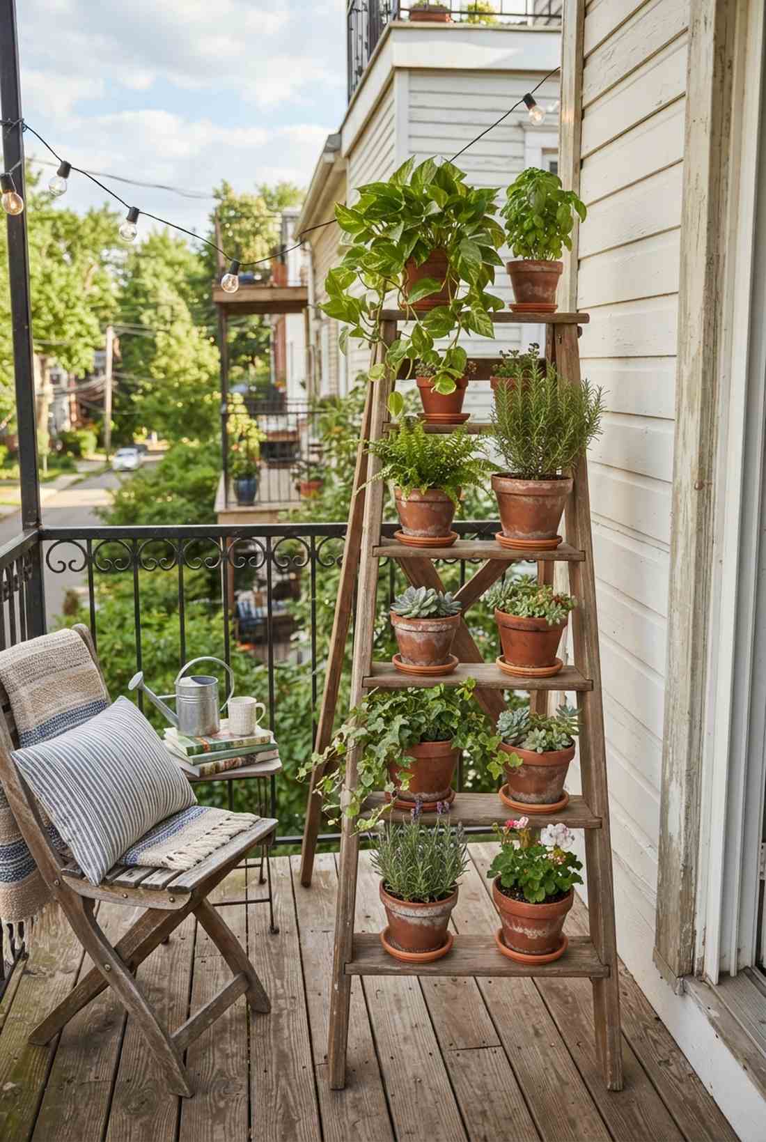 tiered ladder planter display