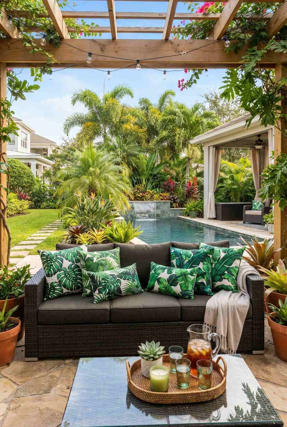 tropical foliage statement pillows