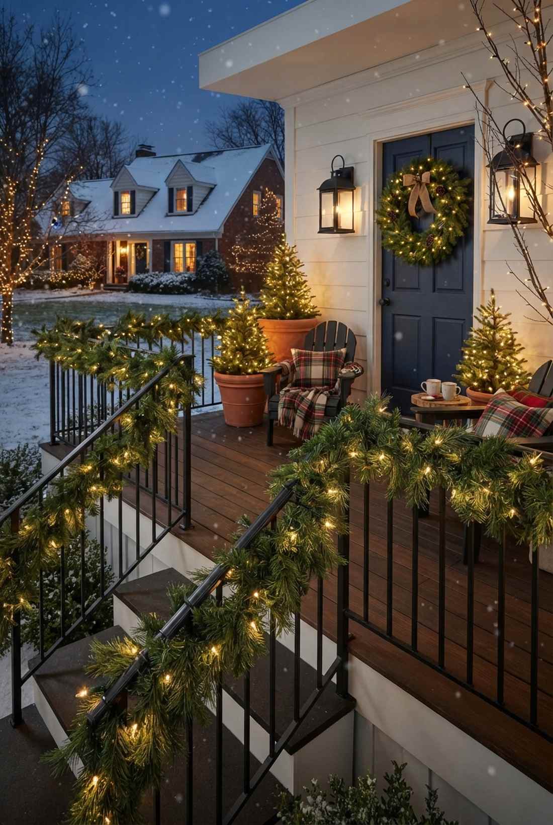 wrapped evergreen garland with led strands