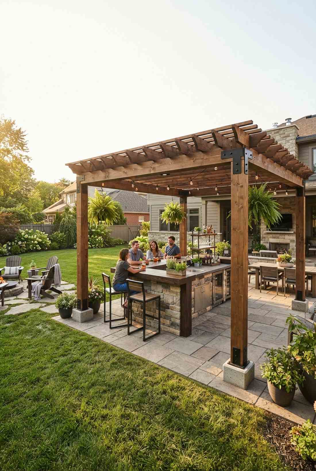 built in pergola bar structure