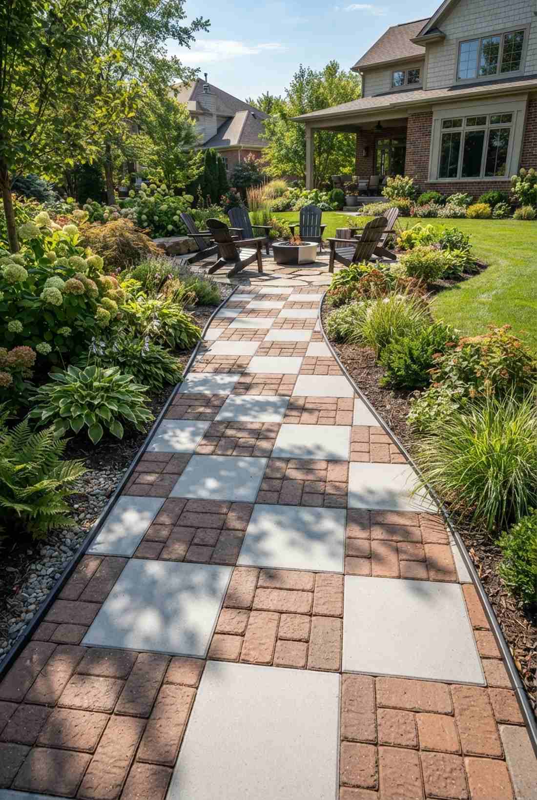 checkerboard brick concrete