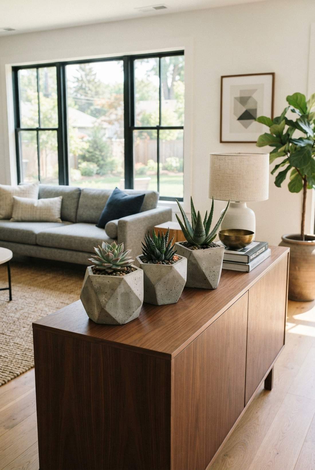 concrete planter trio