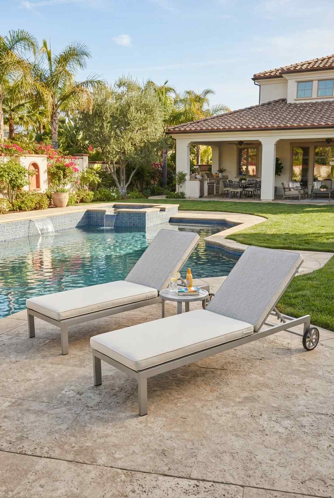 double chaise lounge set