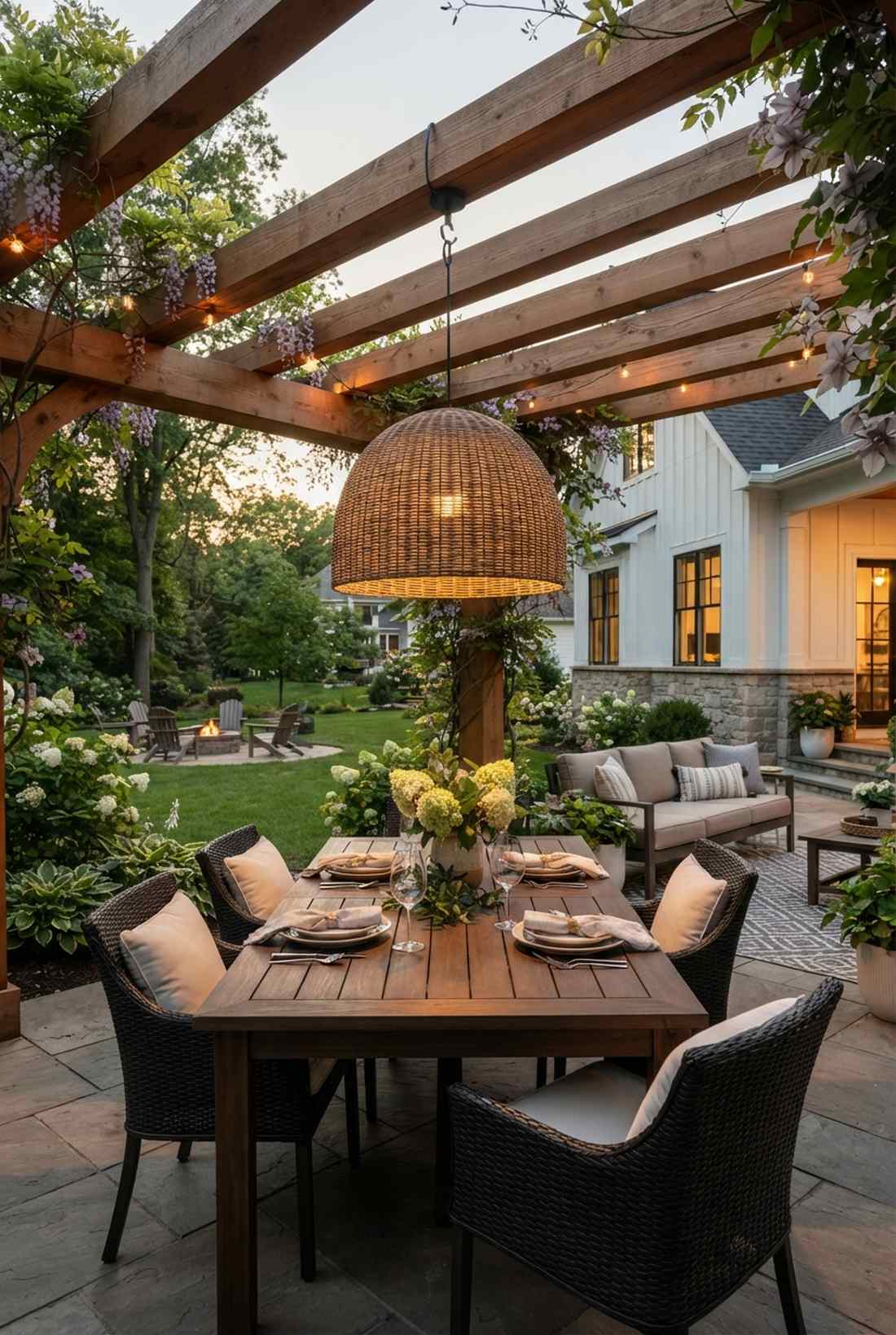 hanging pendant above dining table