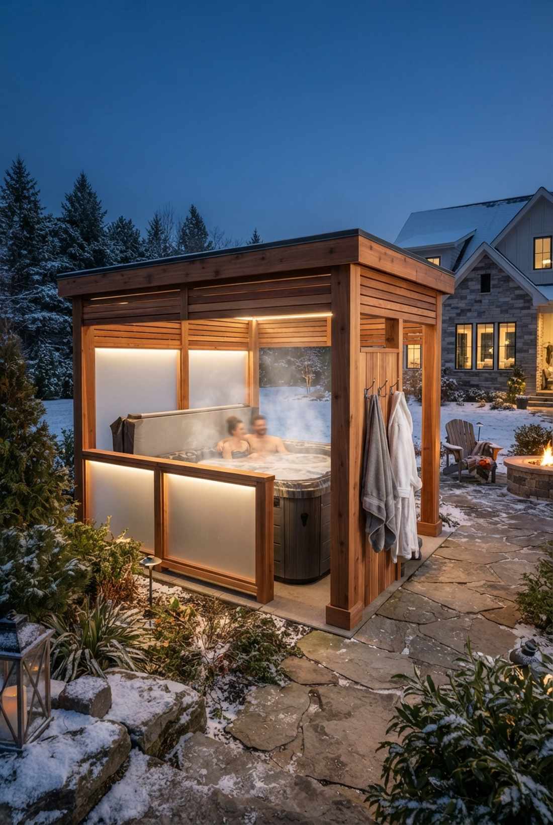 hot tub shelter with privacy panels