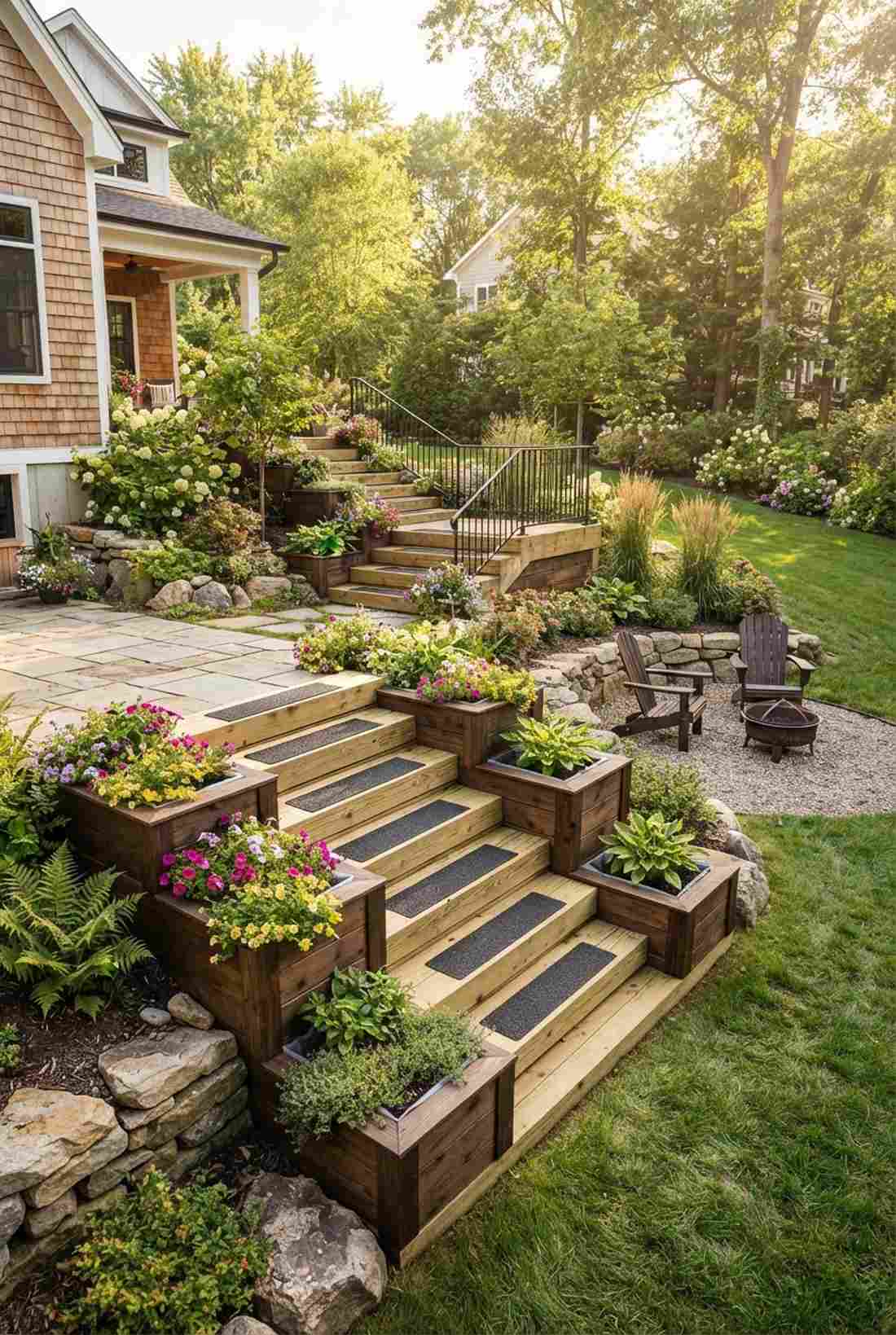 integrated stairway planters