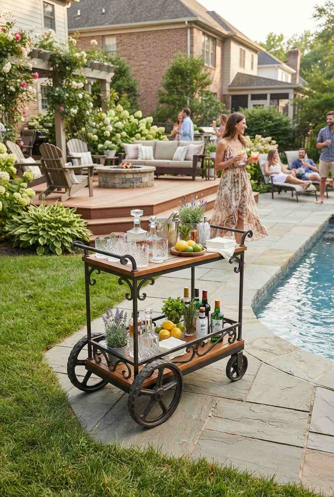 iron garden cart bar trolley