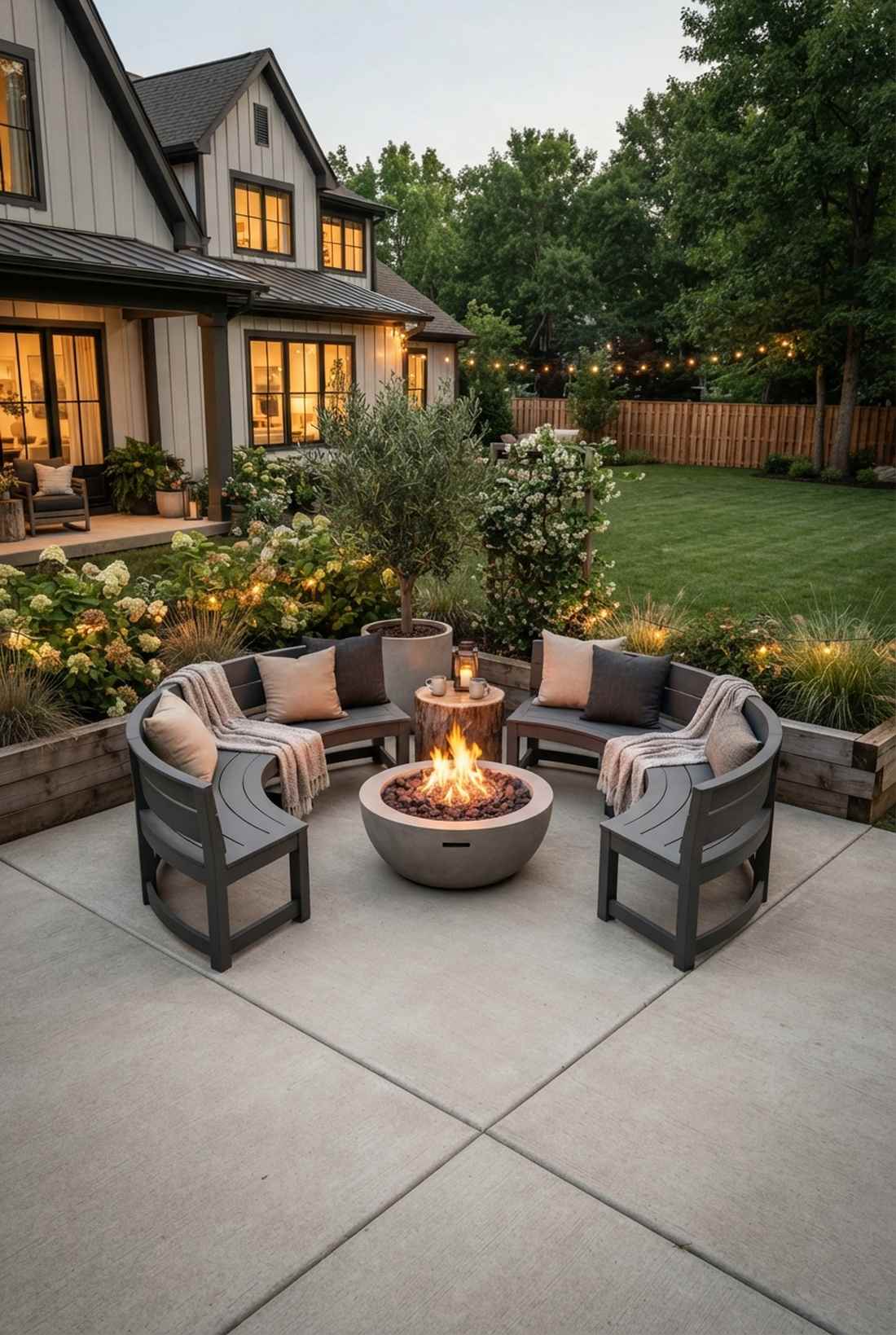 l shaped patio corner fire solution