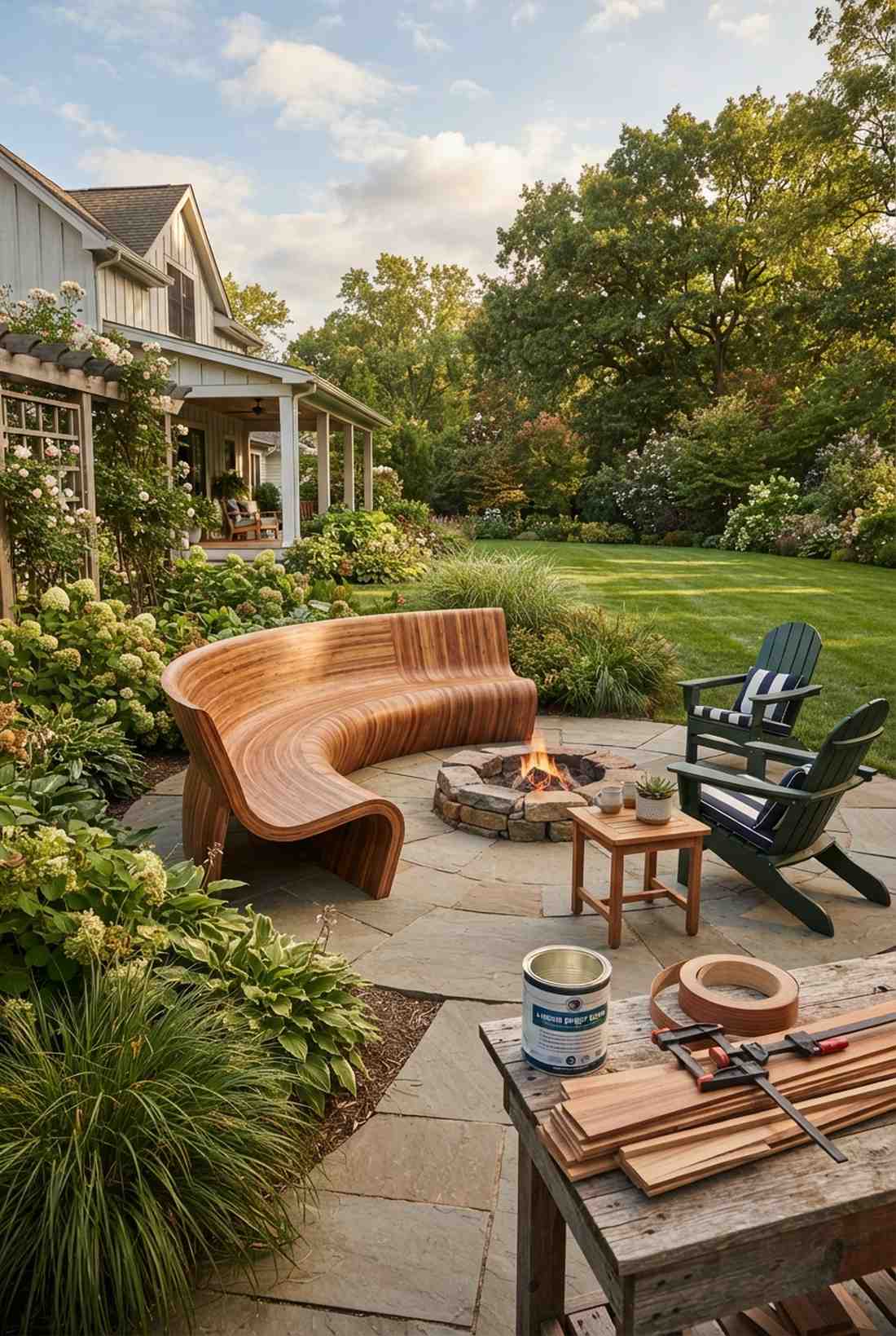 laminated wood arc bench