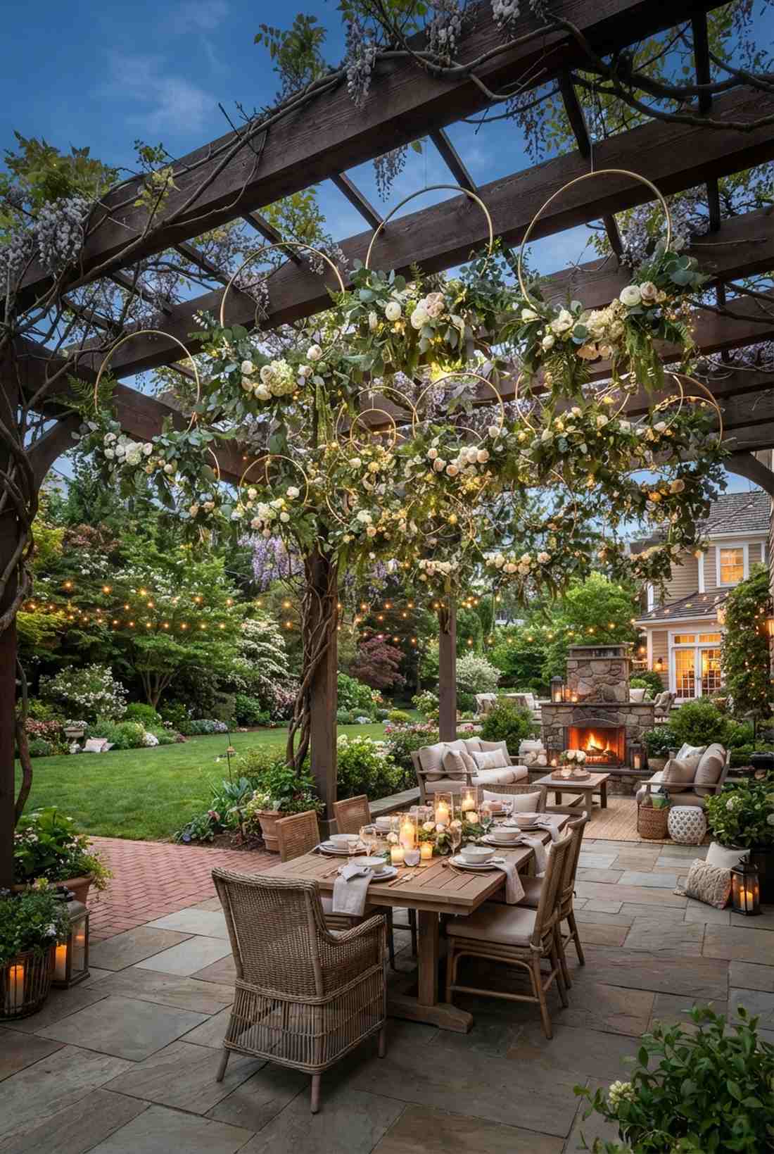 overhead floral installations