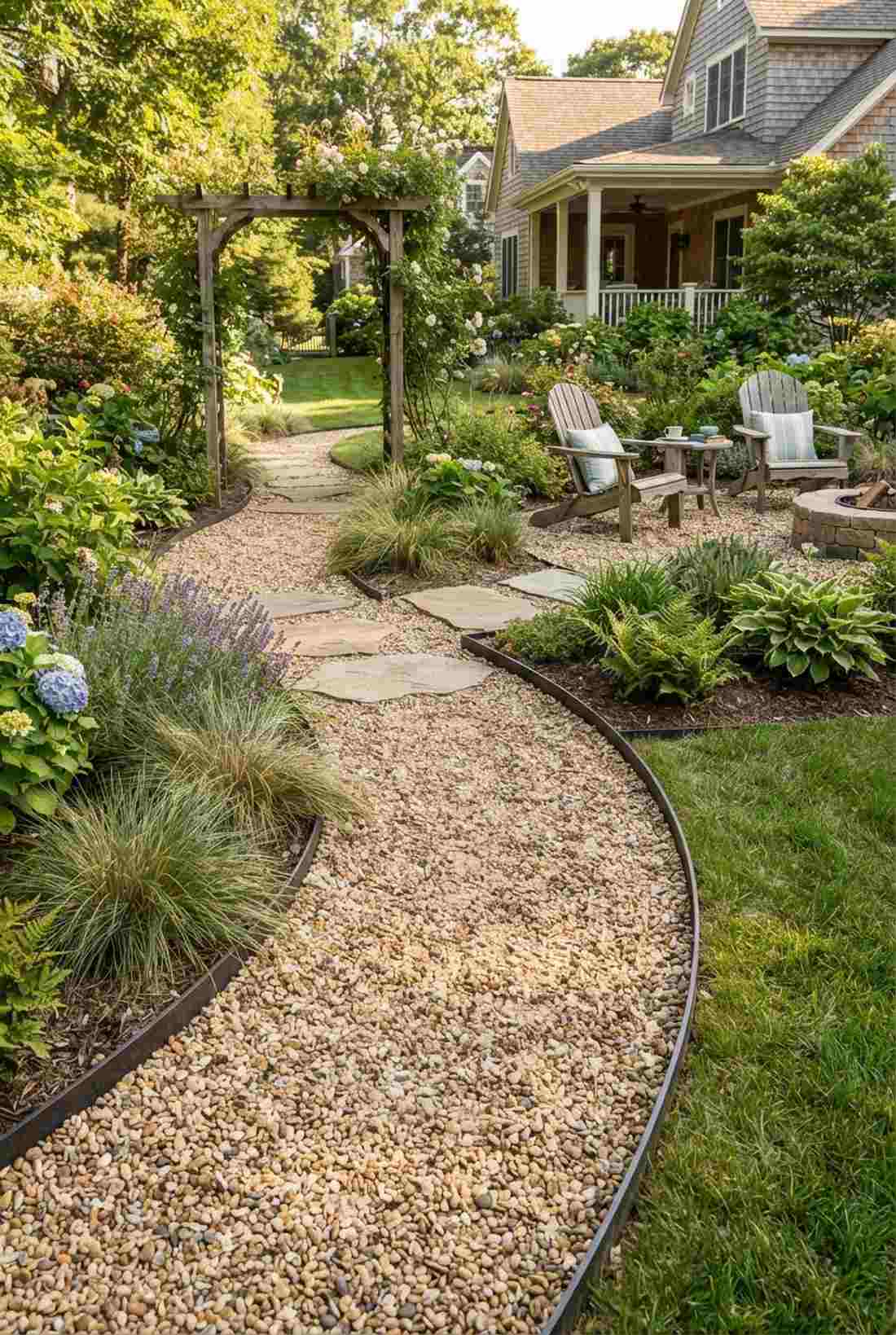 pea gravel walking surface