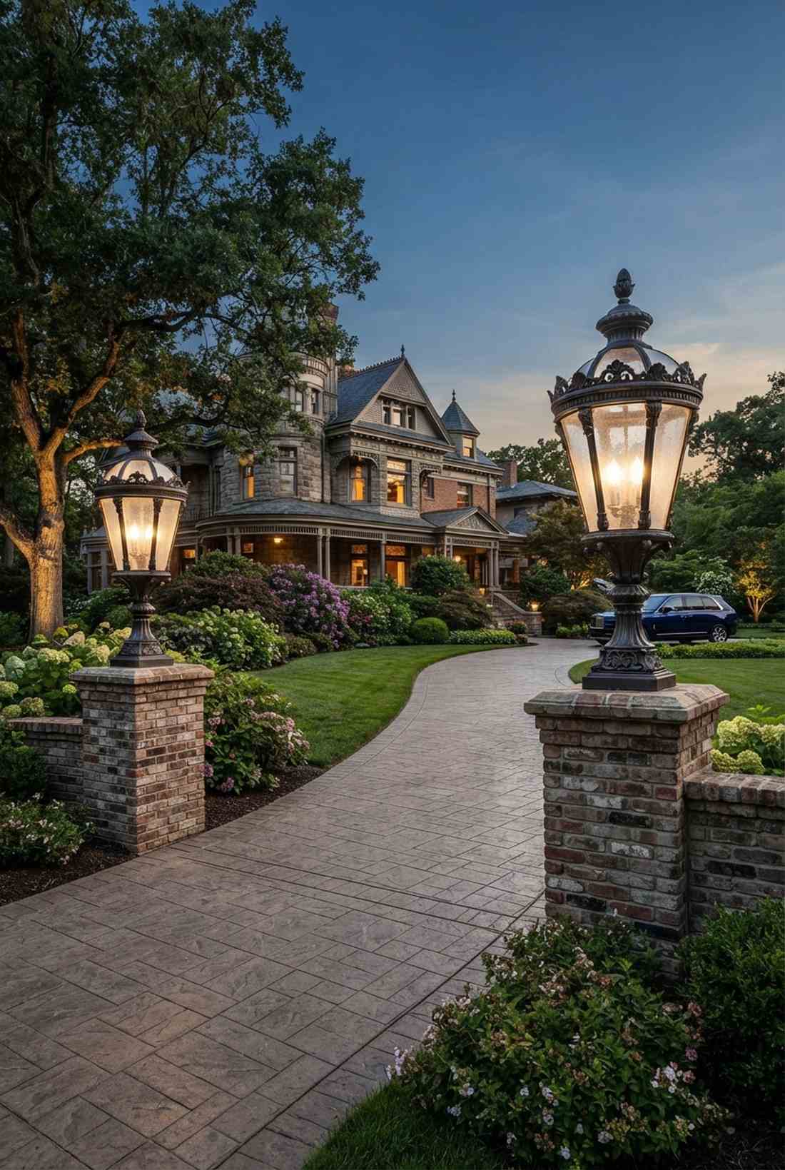 queen anne style post lamps