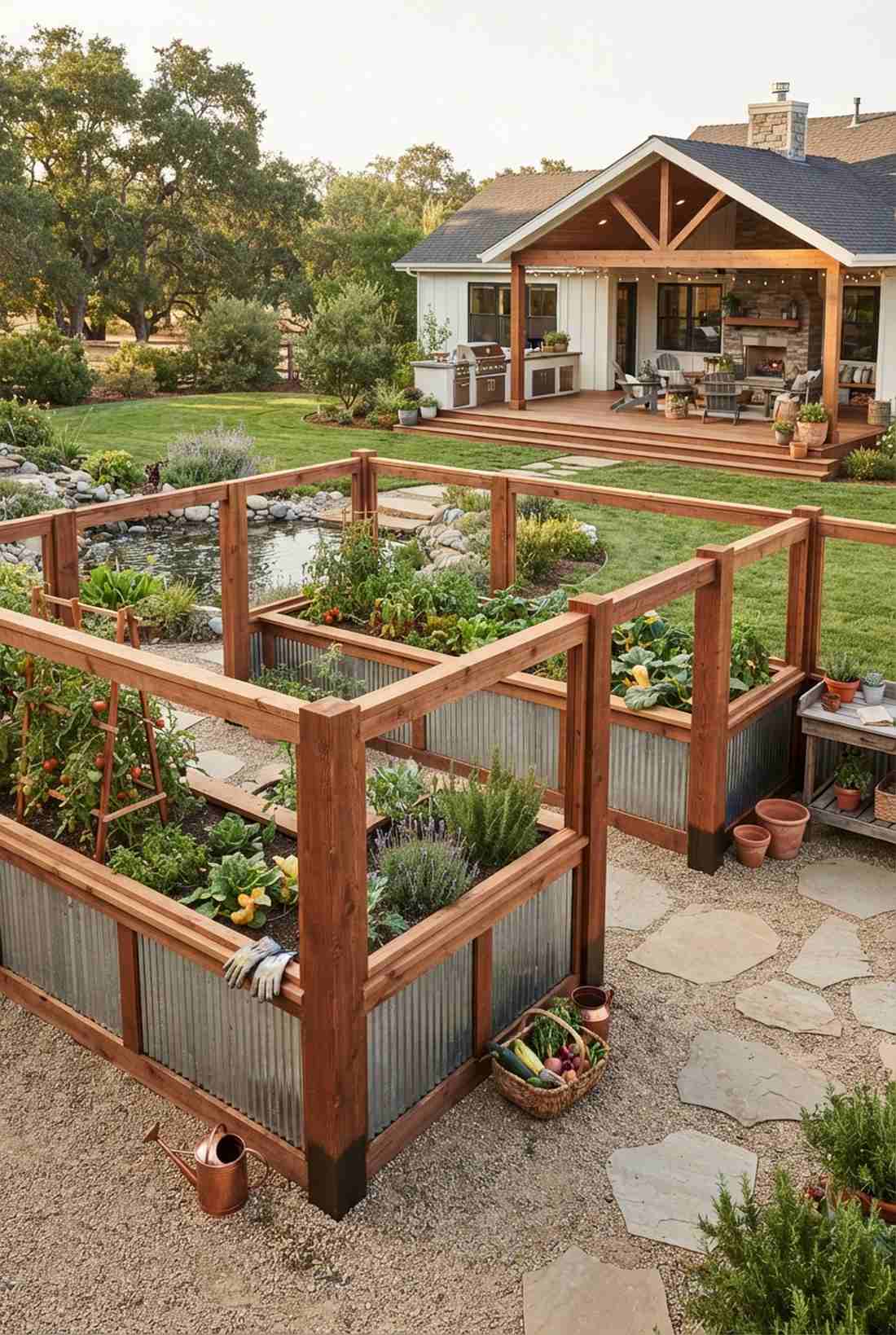 redwood frame metal panel