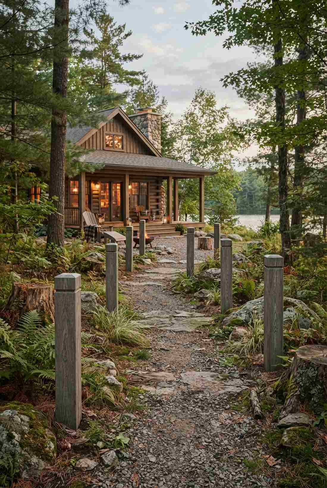 rustic wood grain bollards