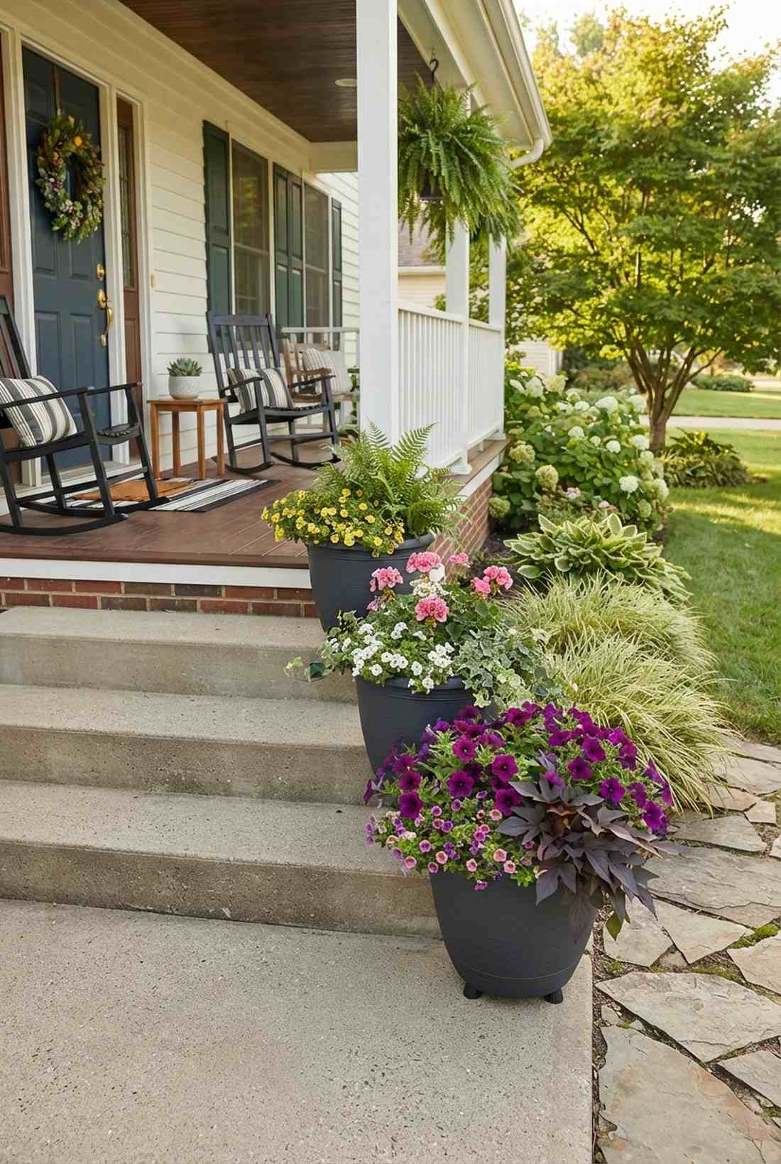 stair step container arrangement