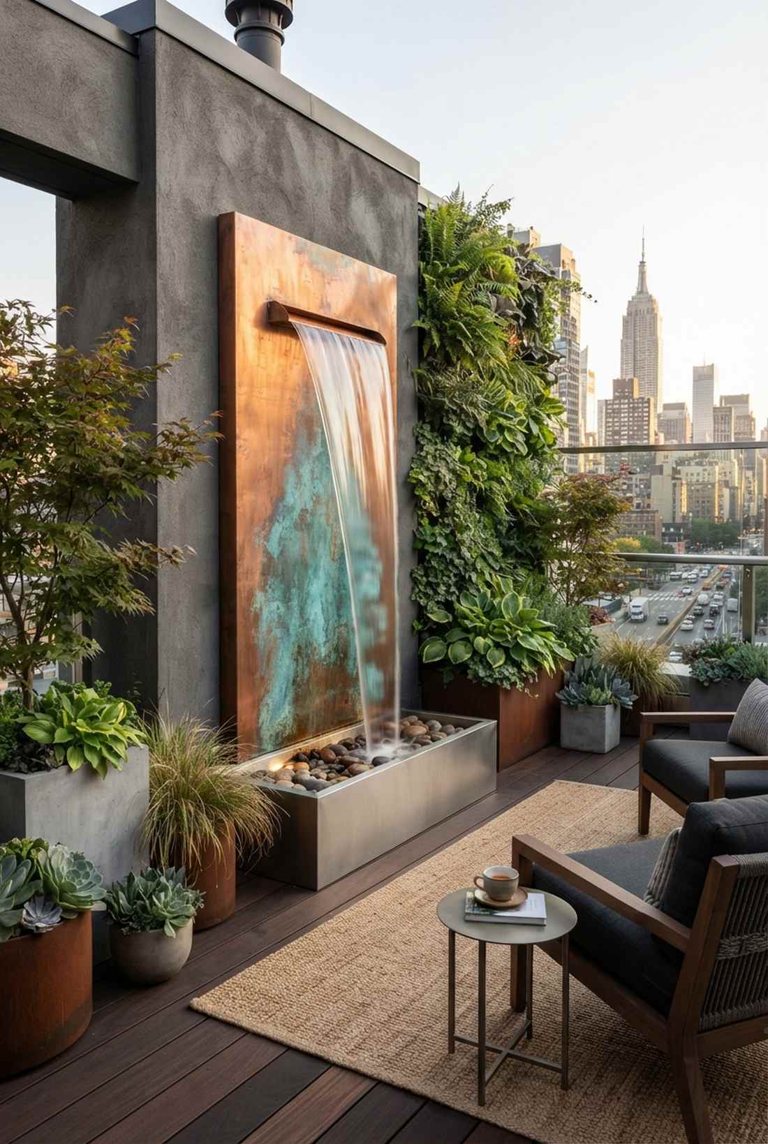 wall mounted copper water features