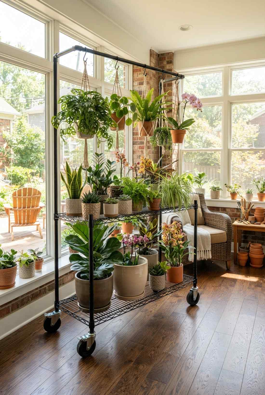 wheeled mobile plant rack