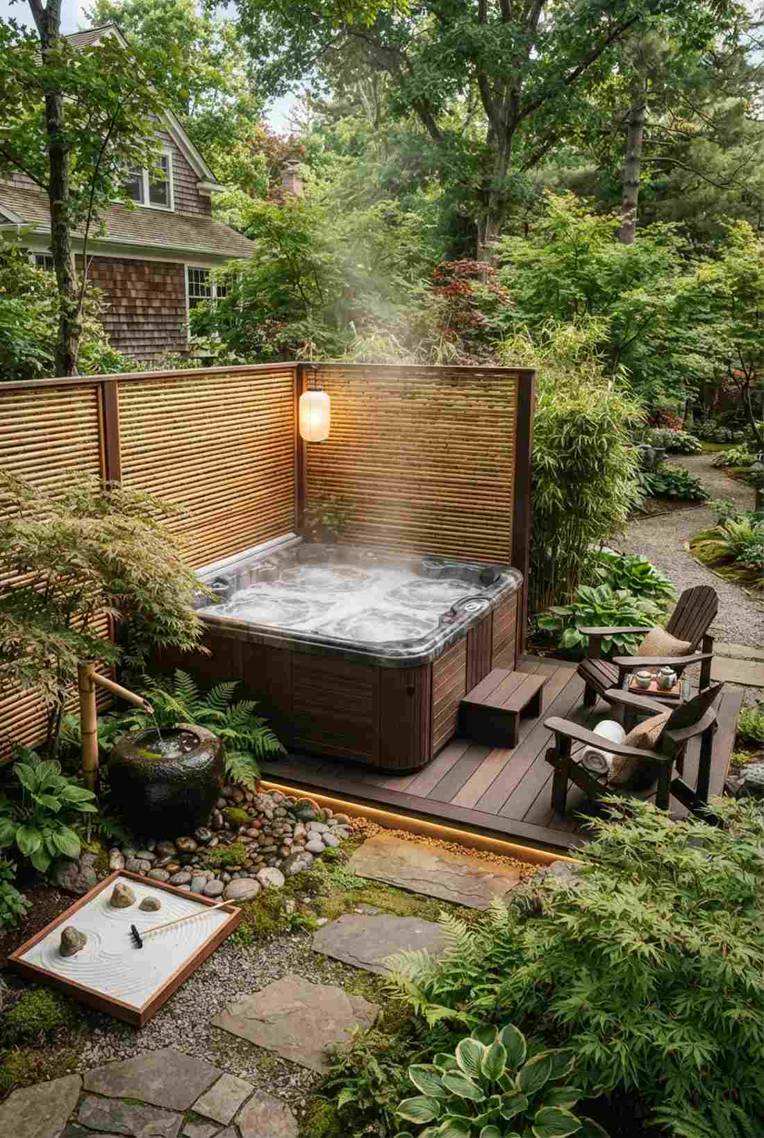 zen garden jacuzzi pavilion