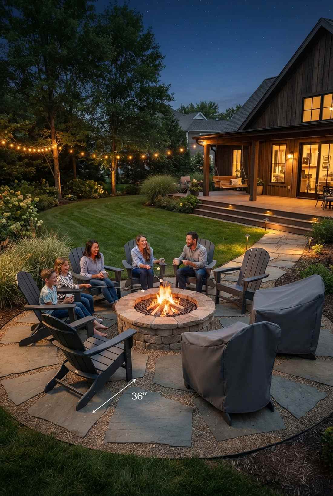 circular seating around fire features
