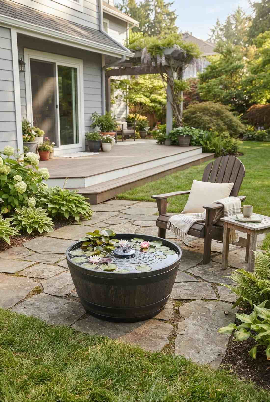 container pond systems with aquatic plants