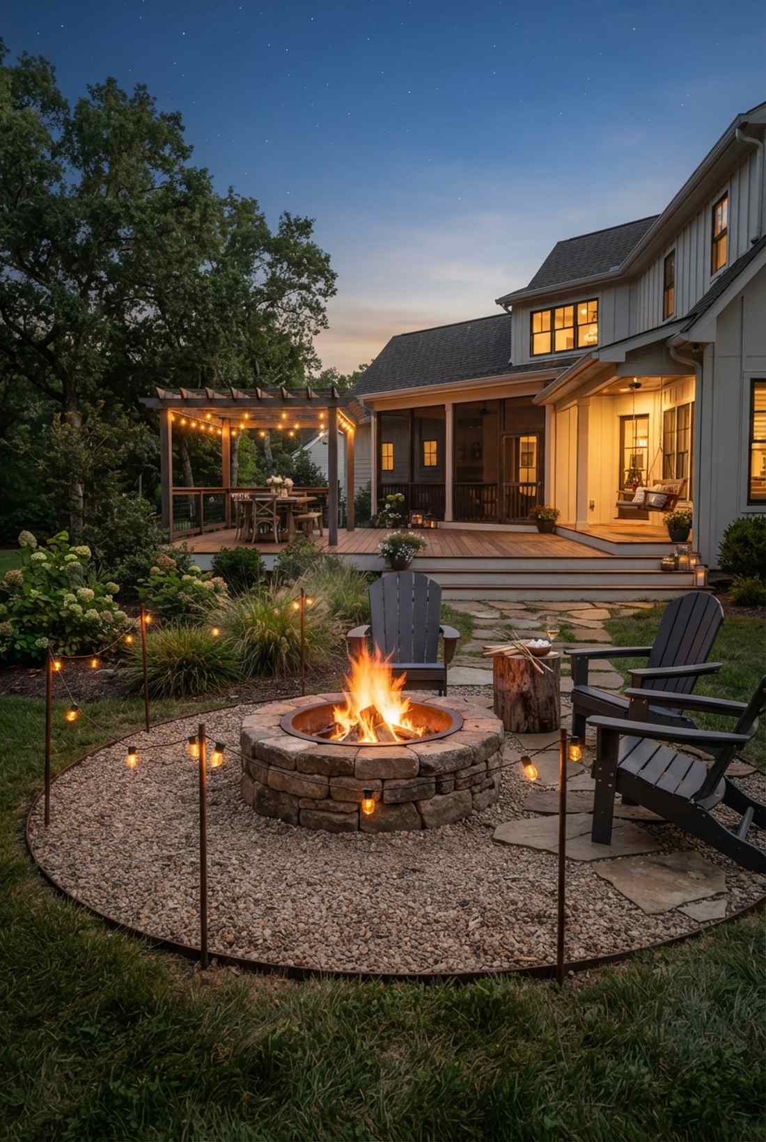 fire feature complementary lighting